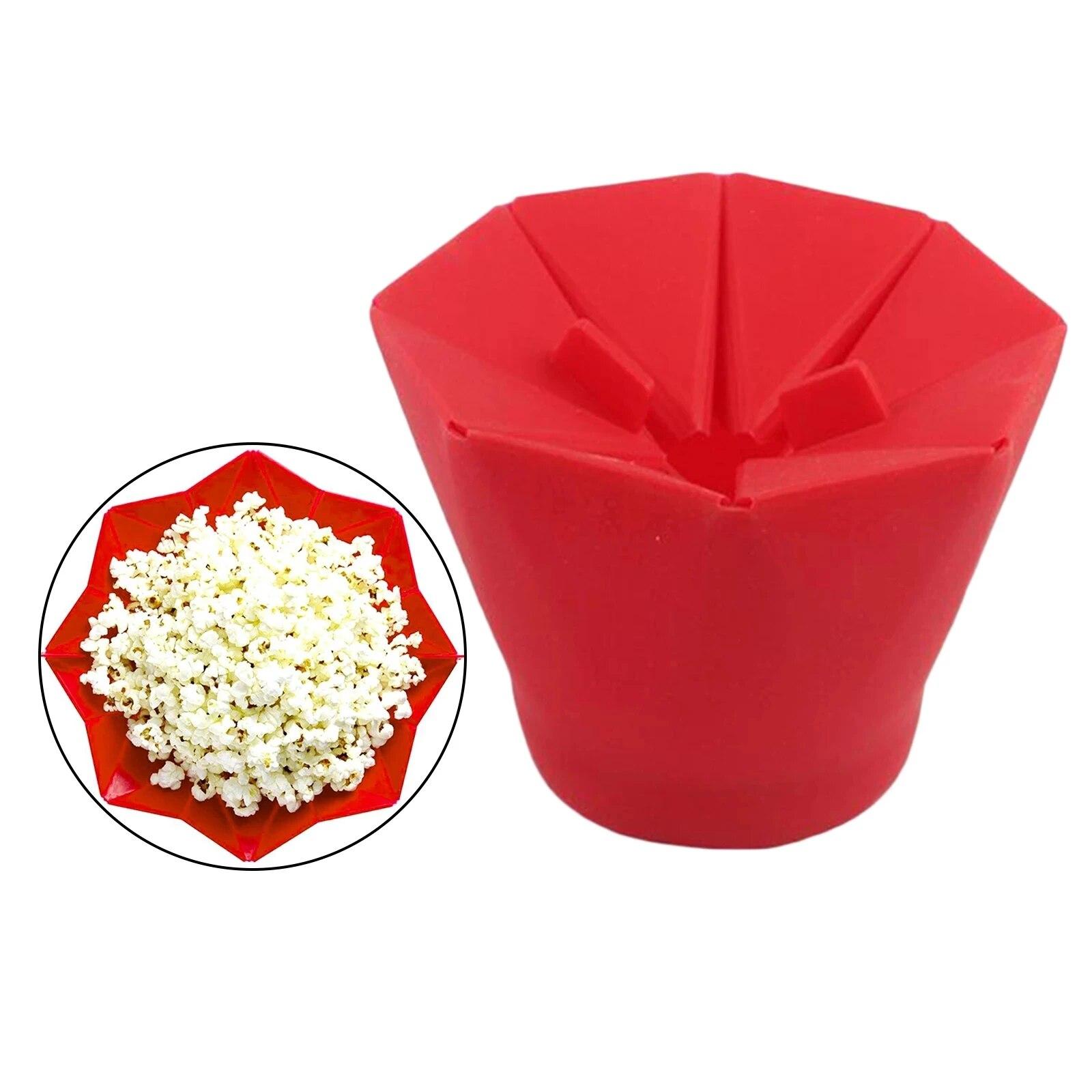 WIKHOSTAR 1pcs Opvouwbare Rode Siliconen Siliconen Popcorn Hoge Kwaliteit Keuken Gemakkelijk Gereedschap DIY Popcorn Emmer Kom Maker Popcorn Magnetron2023 rood