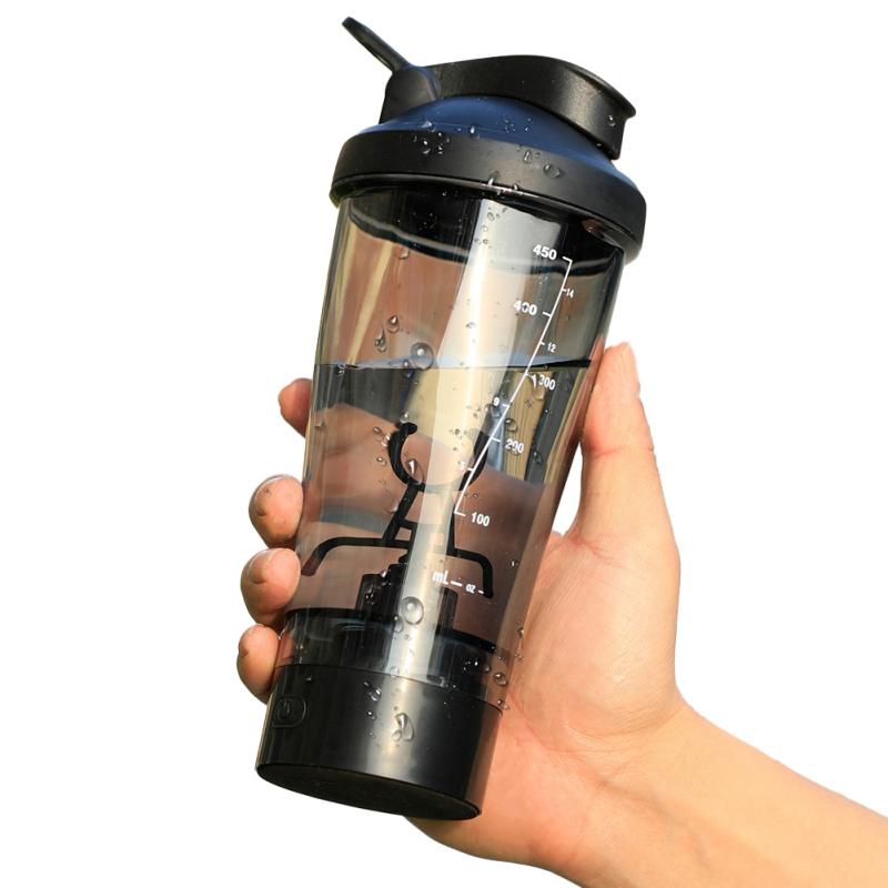 CAOWJiBrother 450ml Automatische zelf roerende eiwitshakerfles Elektrische draagbare bewegingsmengfles zwart