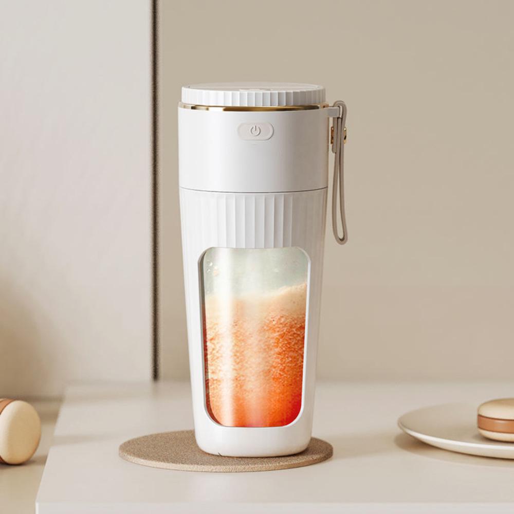 XK&CC 340 ml draagbare sapcentrifuge draadloos met stro elektrische blender voor sap milkshake smoothie mixer vruchtensapbeker 【1】1500mAh single battery wit