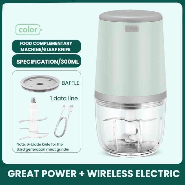 CC TOY 300 ML Elektrische Voedsel Chopper Knoflook Crusher Vleesmolen Mini Knoflookpers Groente Chopper Stamper Machine groen