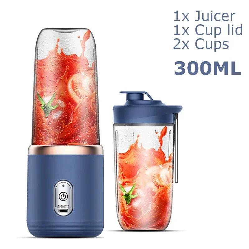 Darling Women Boutique D Draagbare mixer met 6 messen Juicer-bekerset Oplaadbaar Auto buiten Klein huisblender Volautomatische smoothieblender Oranje fruitpers Reizen blauw