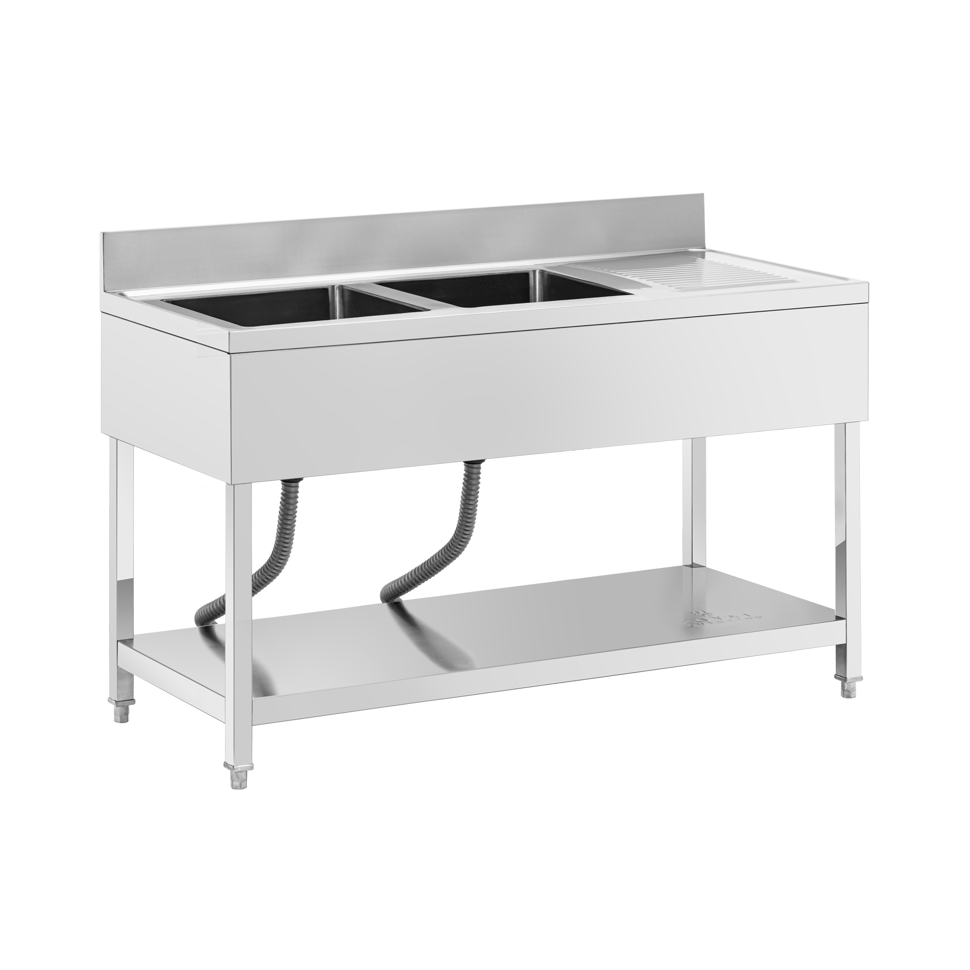 Royal Catering Aanrechttafel - 2 spoelbakken - RVS - 140 x 60 x 97 cm - 