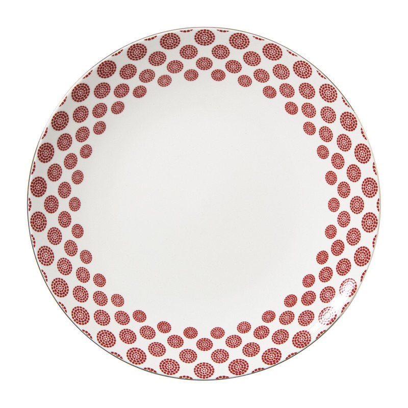 Xenos Dinerbord Mirna bloem - rood/wit - ø26.8x2.2 cm
