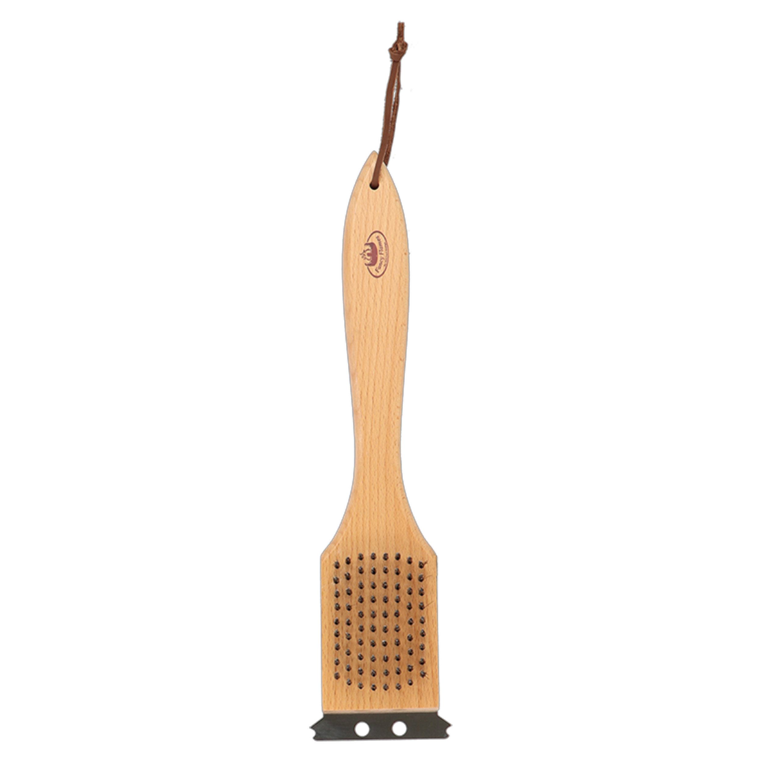 Fancy Flames BBQ Schoonmaakborstel - RVS/hout - 2 in 1 - met handvat - voor roosters -
