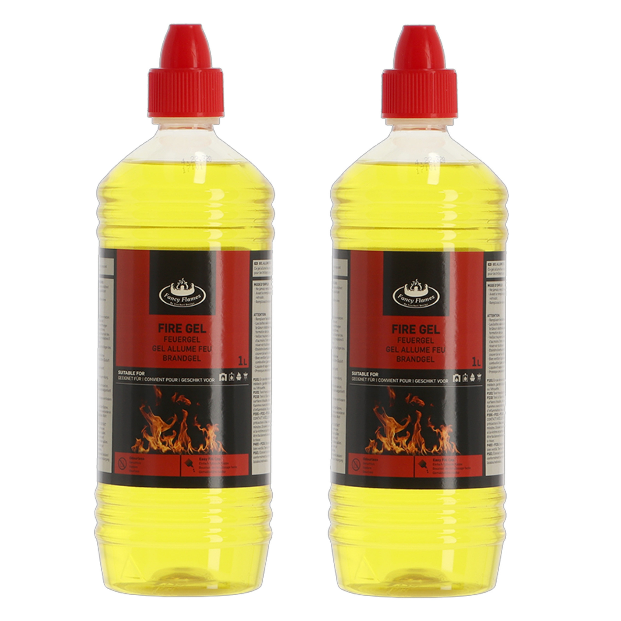 Fancy Flames Vuurgel/brandgel - 2x - 1 liter - gelhaarden/vuurpotten - binnen en buiten -