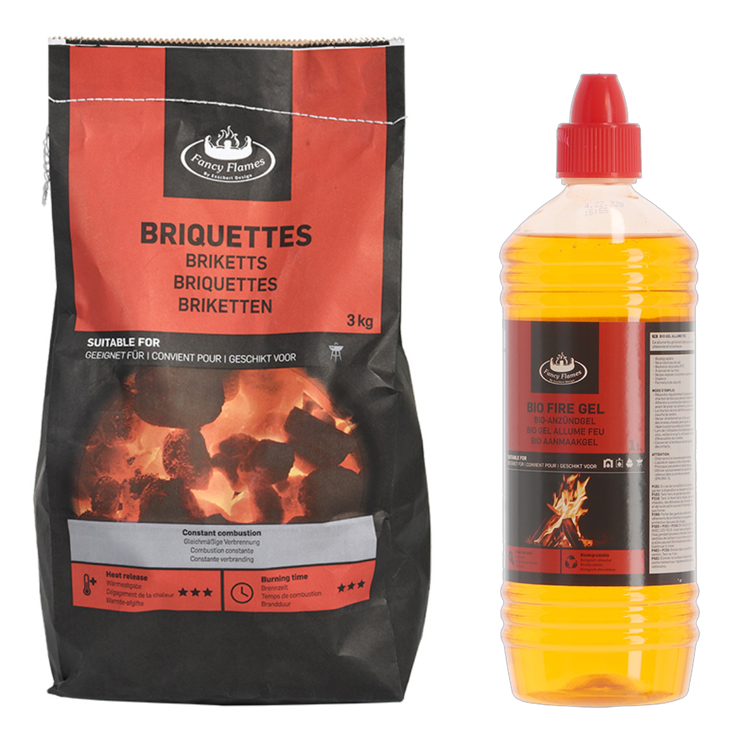 Fancy Flames BBQ aanmaakset - briketten - 3 kilo - met Bio aanmaakgel -