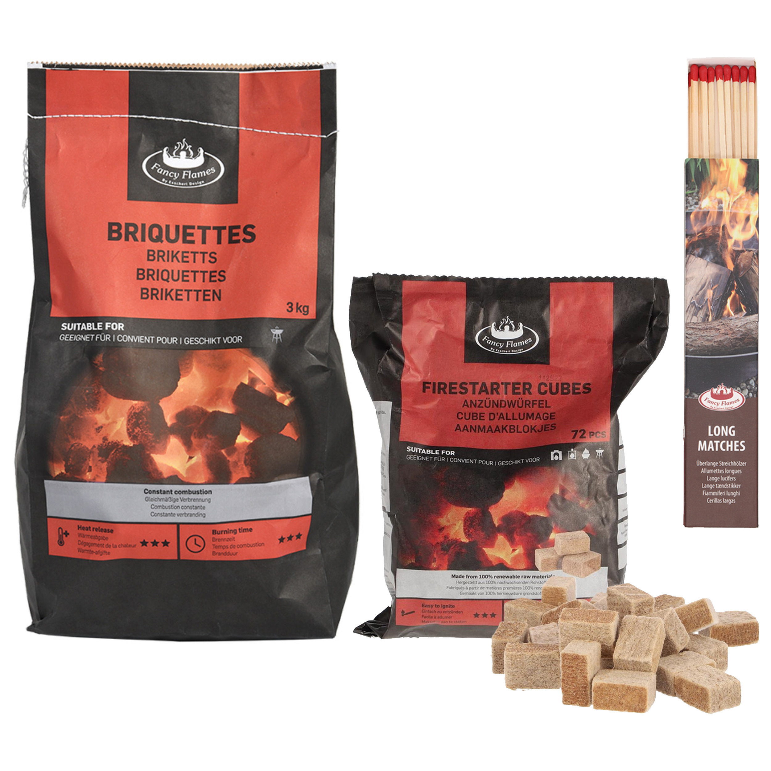 Fancy Flames BBQ aanmaakset - briketten - aanmaakblokjes - lucifers -