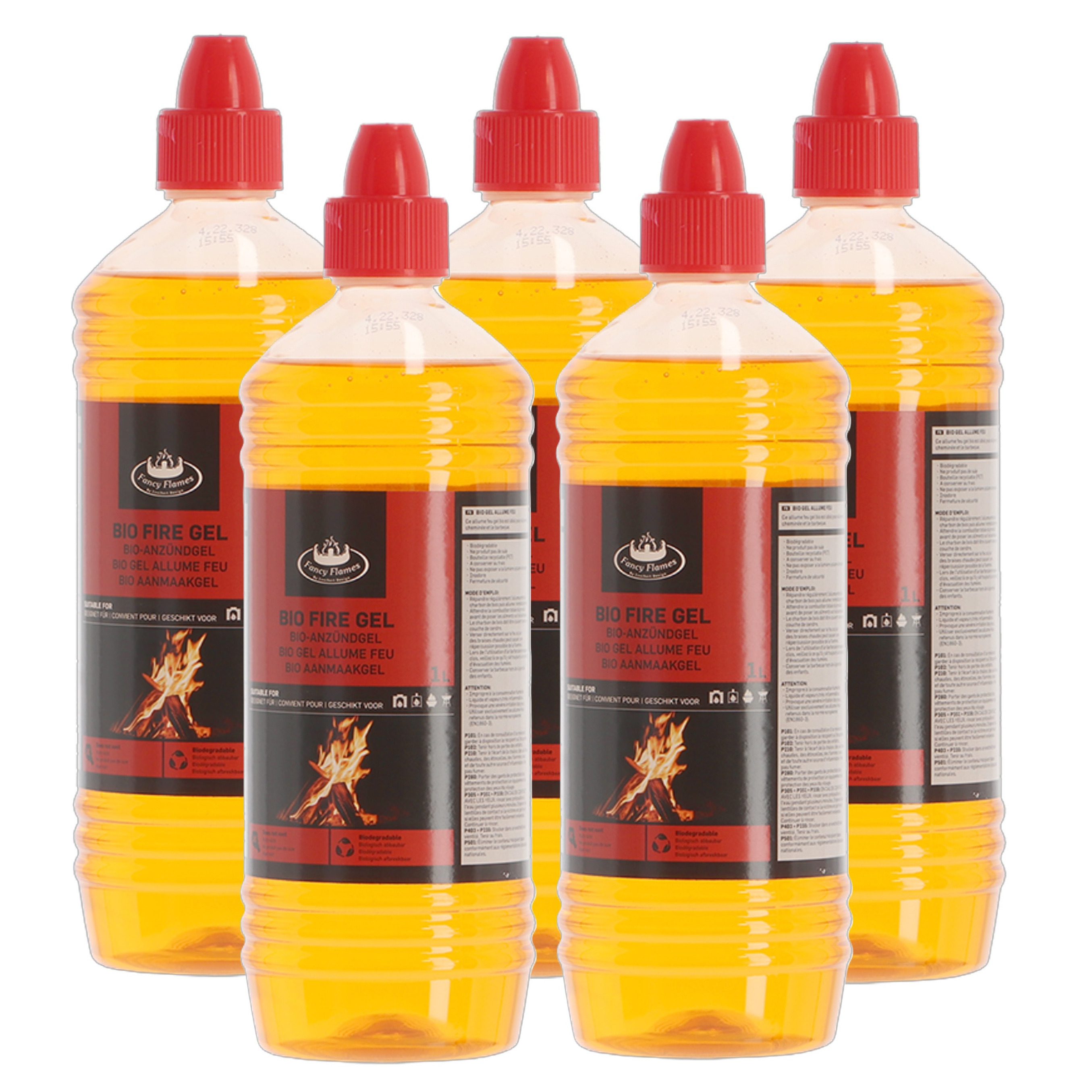 Fancy Flames Bio Aanmaakgel - 5x - 1 liter - aanmaak gel - vuurstarter -