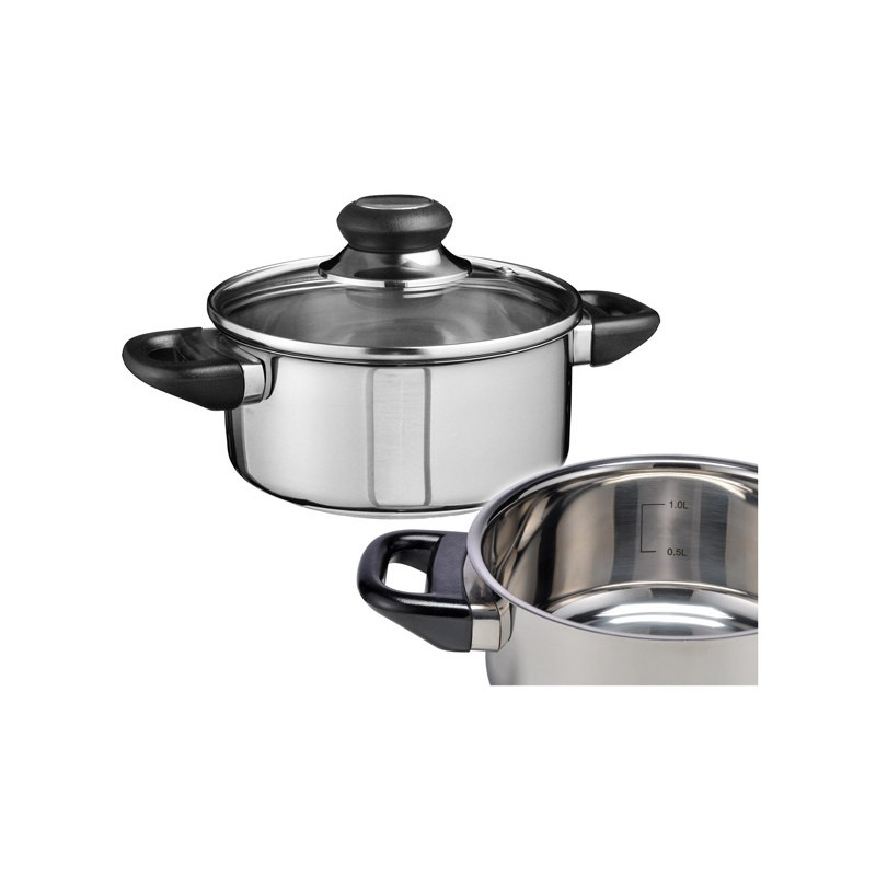 Merkloos Kookpan - glazen deksel - 16 cm - RVS - 3-laags - pannen -