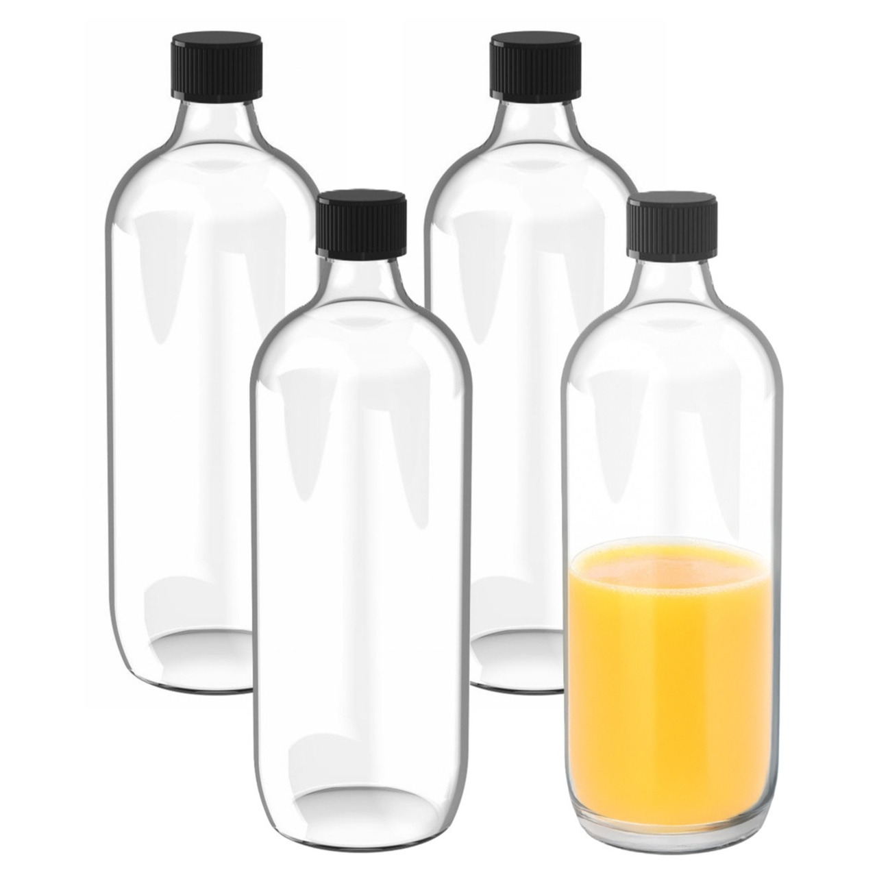 Merkloos Glazen flessen met schroefdop - 5x - Transparant - 1000 ml - Weckflessen - Luchtdicht -