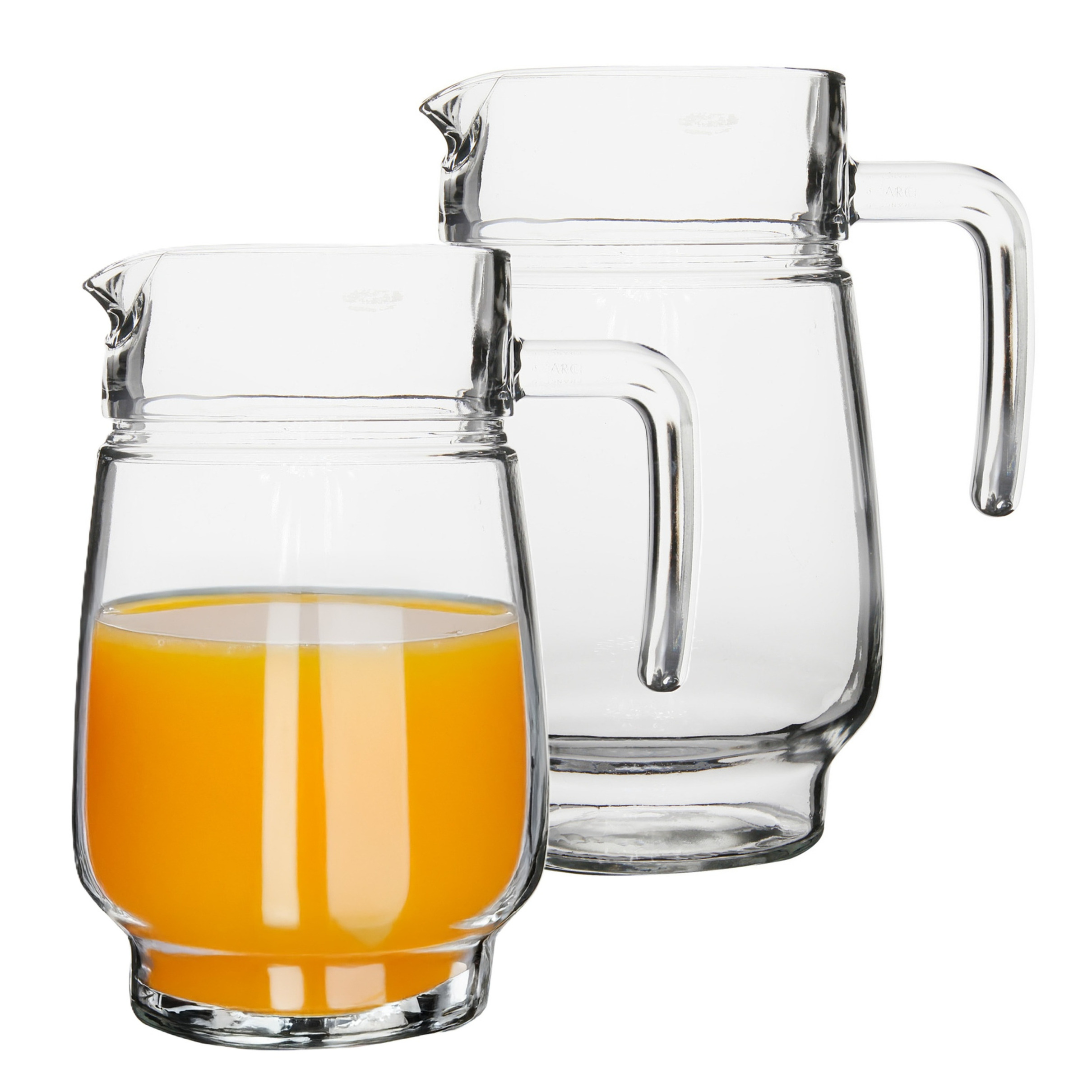 Luminarc schenkkan/karaf - 2x - glas - 1,6 liter - Sapkannen/waterkannen/schenkkannen -