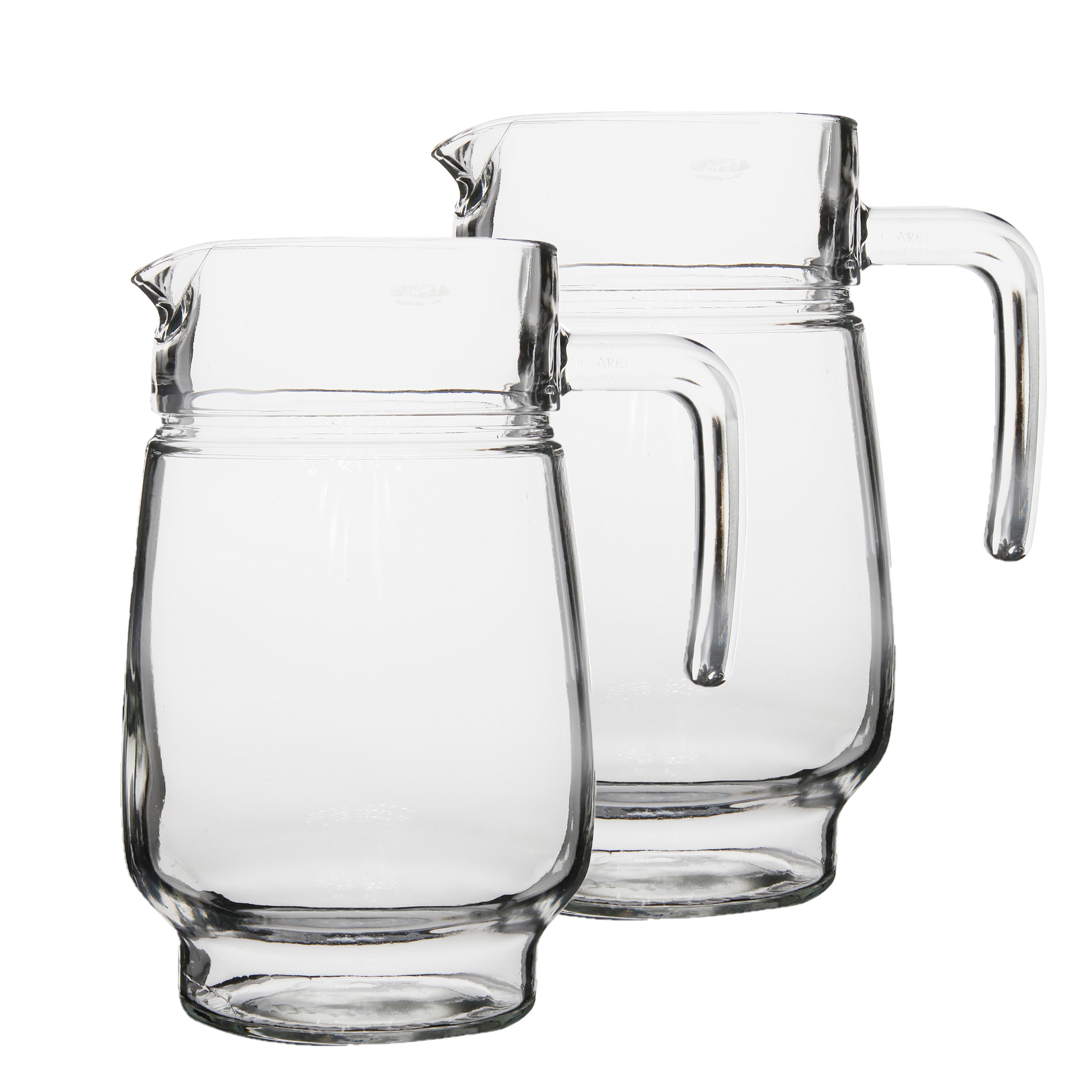 Luminarc 2x stuks glazen schenkkannen/karaffen 1,6 liter -