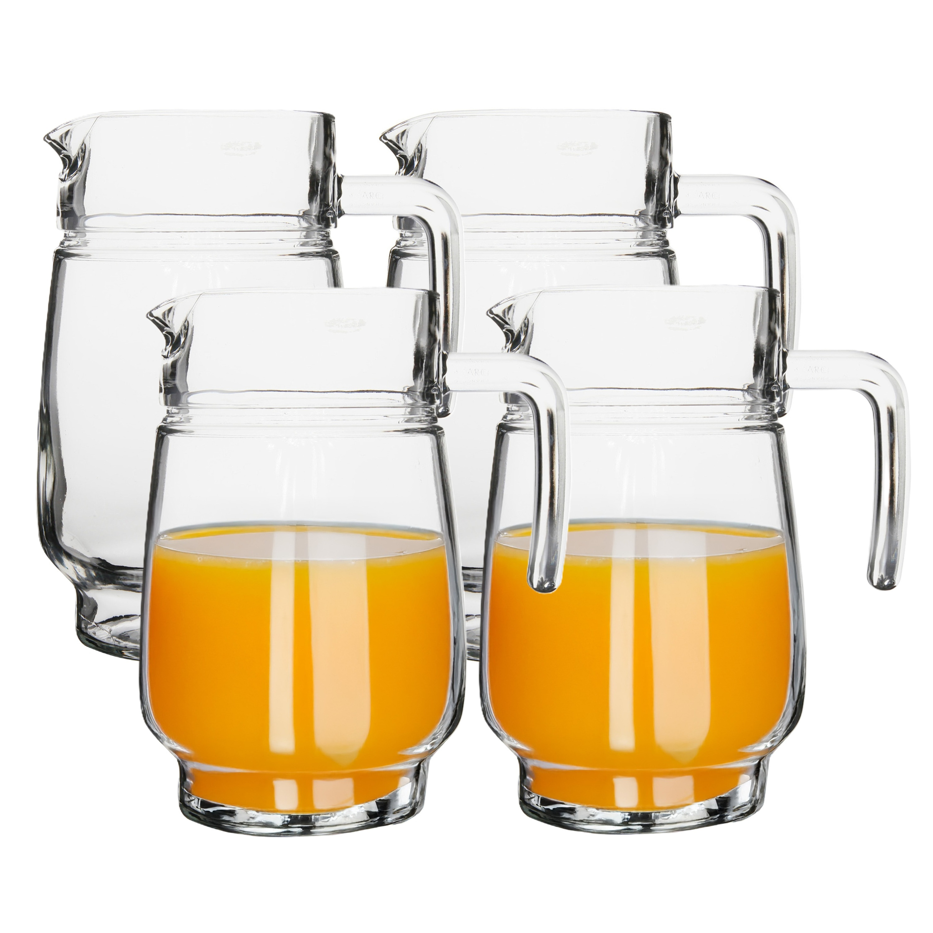Luminarc schenkkan/karaf - 4x - glas - 1,6 liter - Sapkannen/waterkannen/schenkkannen -
