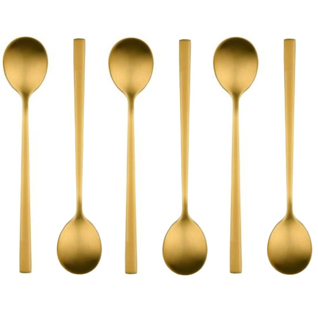 Alpina Theelepeltjes/koffielepeltjes - goud - set van 6x - 15 cm -