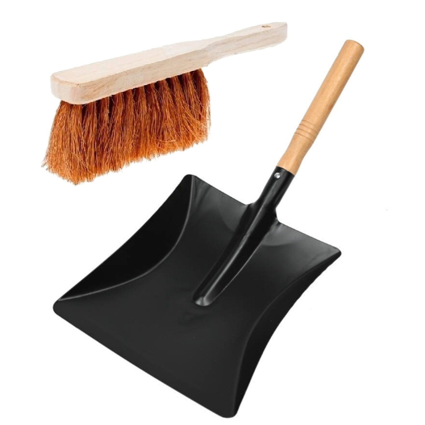 Benson Stoffer en blik set - Handveger van 30 cm - zwart metalen stofblik van 23 x cm -