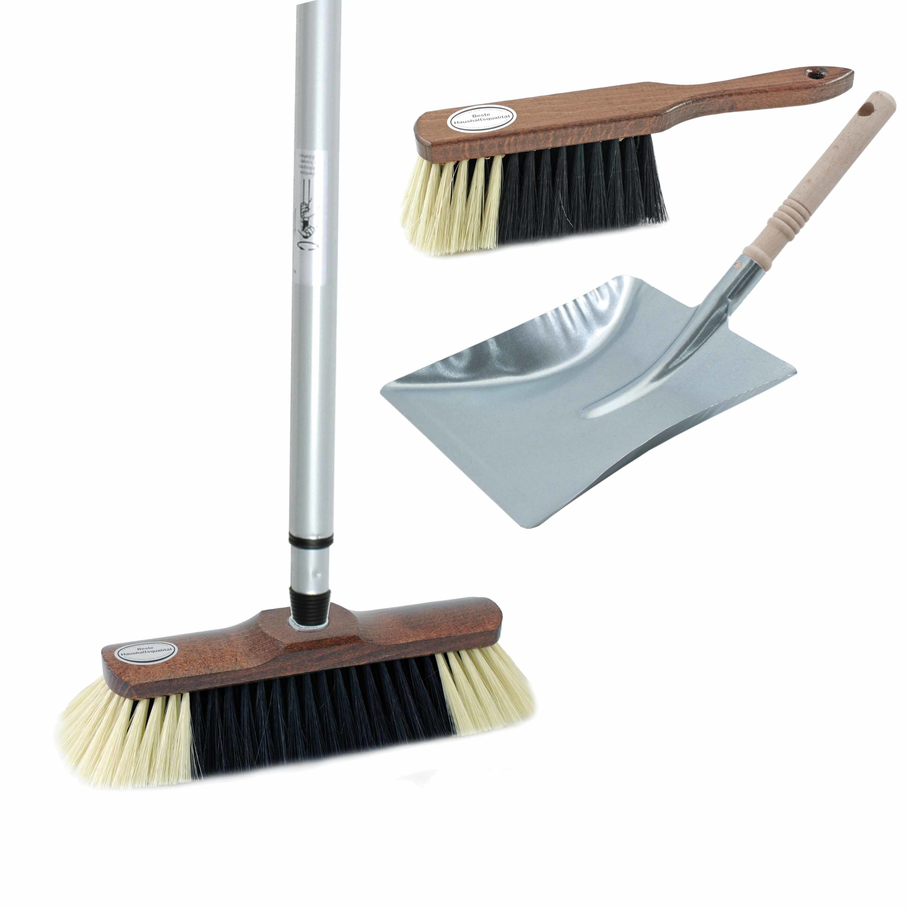 Sorex Luxe bezemset bruin/zilver van metaal inclusief telescoopsteel 200 cm voor binnen -
