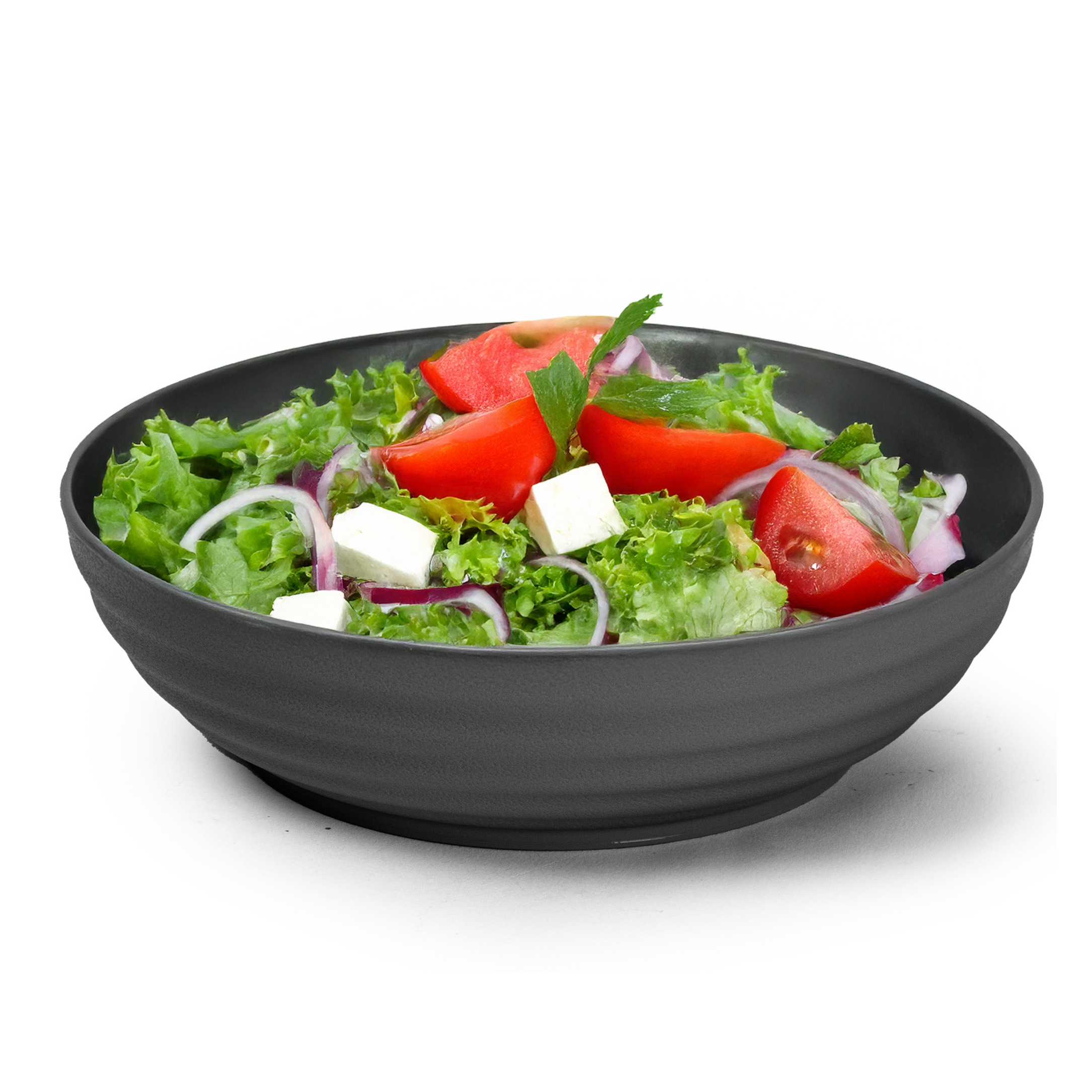 PlasticForte Rond bord/camping - schaaltje/diep bord - D19 cm - zwart - kunststof - onbreekbaar servies -