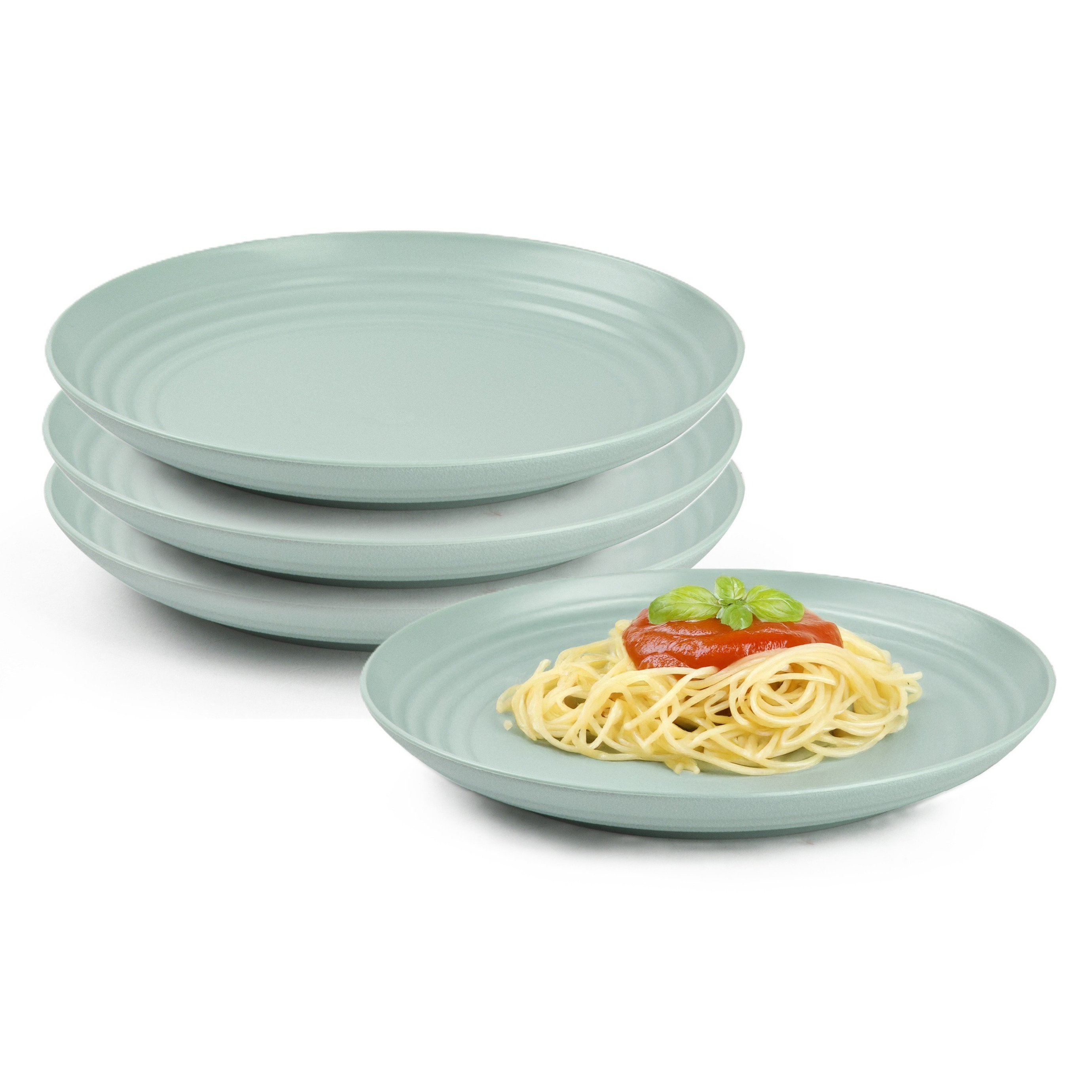 PlasticForte Rond bord/camping bord - 4x - D20 cm - groen - kunststof - onbreekbaar - servies -