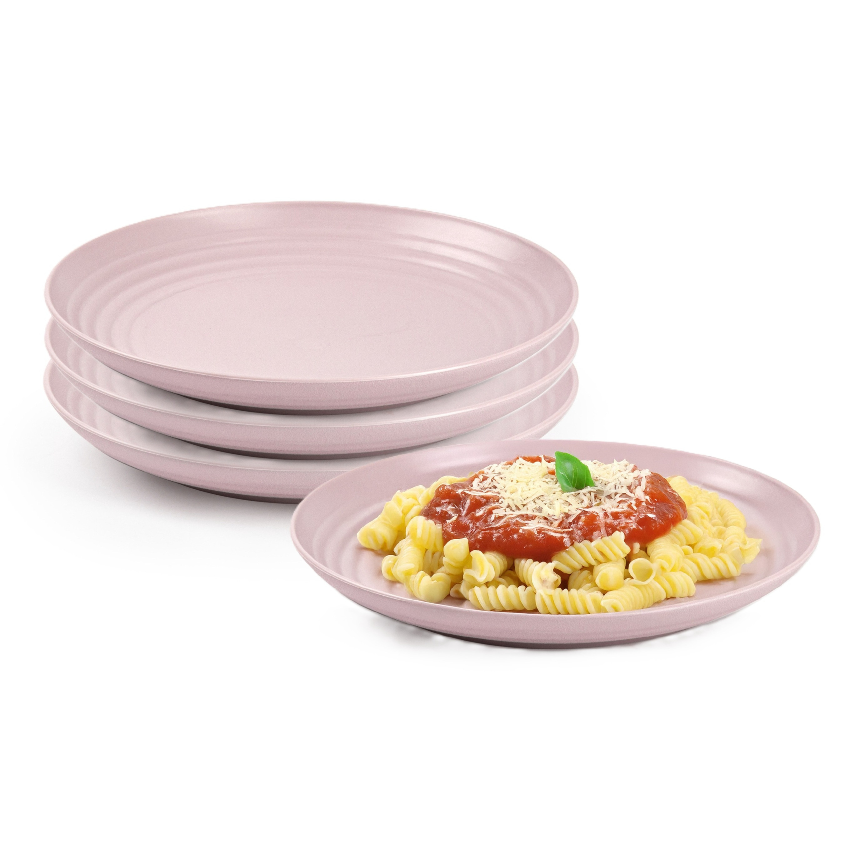 PlasticForte Rond bord/camping bord - 4x - D20 cm - roze - kunststof - onbreekbaar - servies -