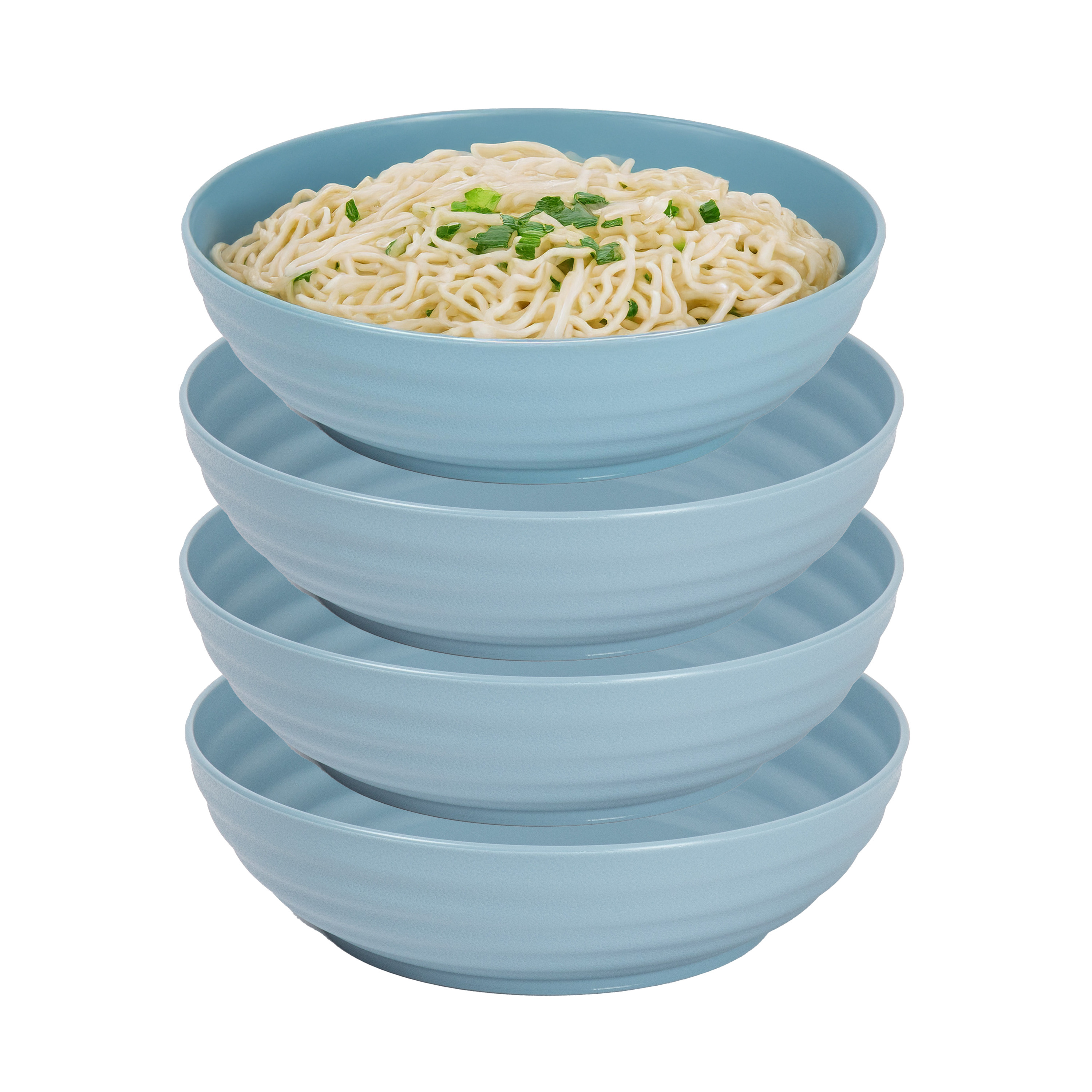 PlasticForte Rond bord/camping - 4x - schaaltje/diep bord - D19 cm - blauw - kunststof - onbreekbaar servies -