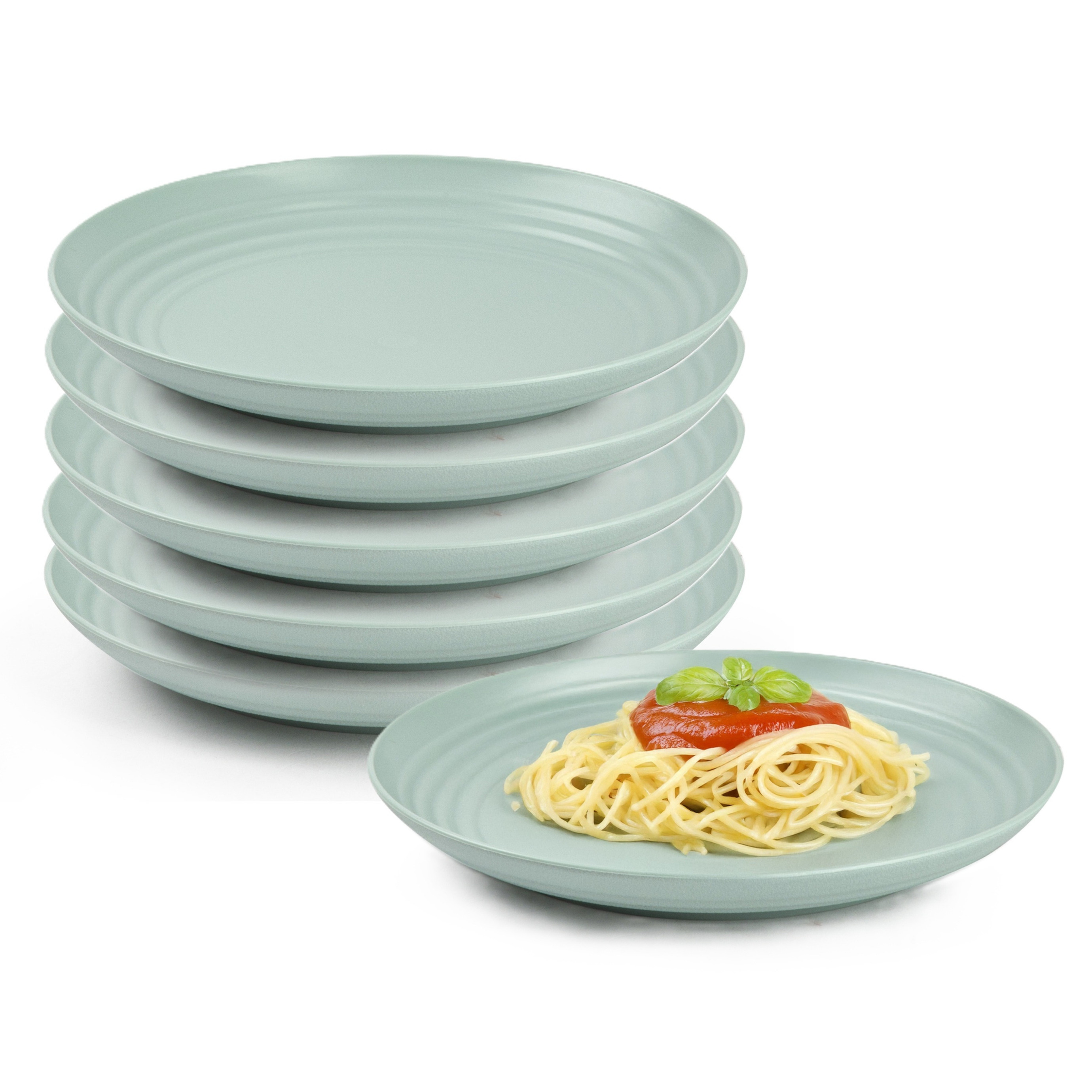 PlasticForte Rond bord/camping bord - 6x - D20 cm - groen - kunststof - onbreekbaar - servies -