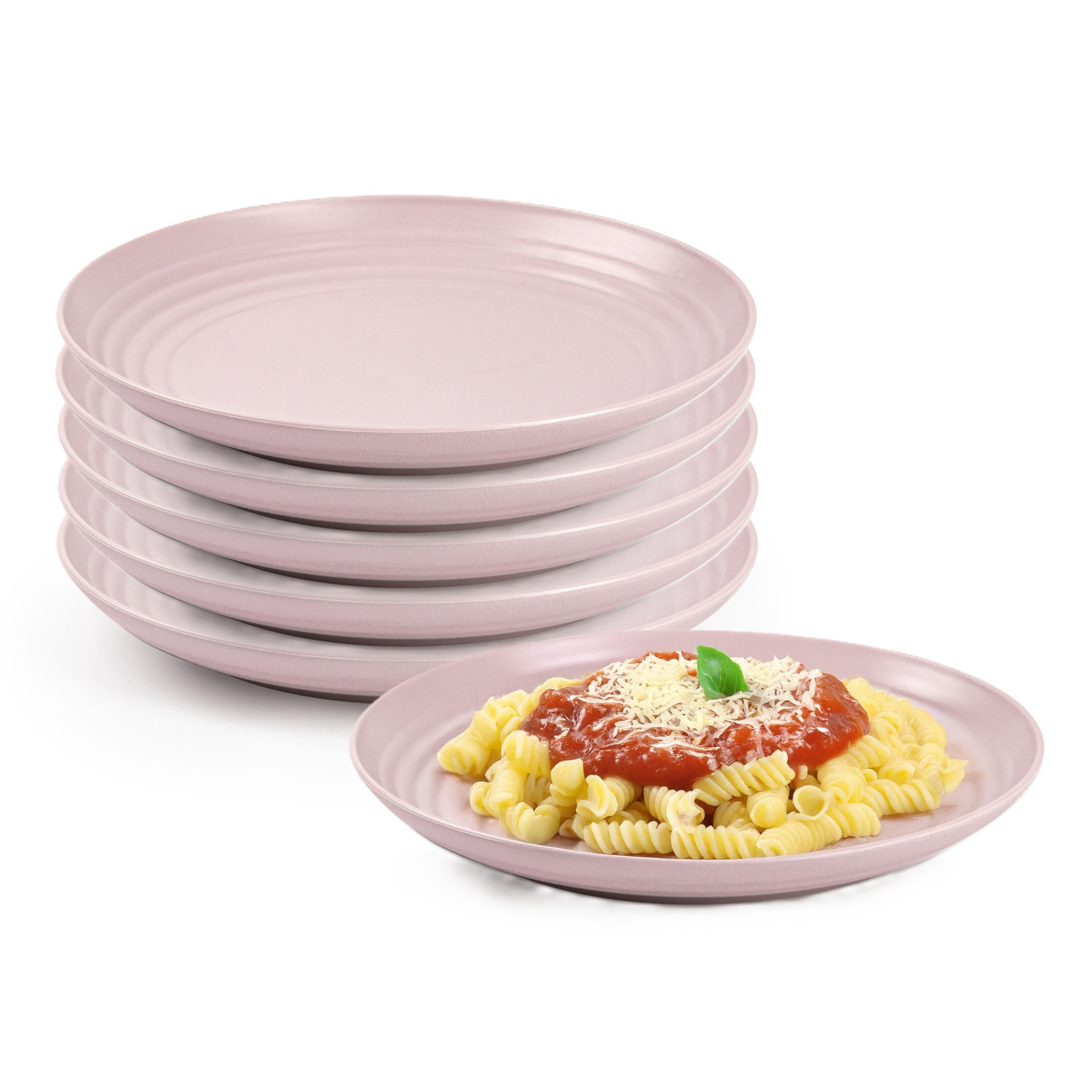 PlasticForte Rond bord/camping bord - 6x - D20 cm - roze - kunststof - onbreekbaar - servies -