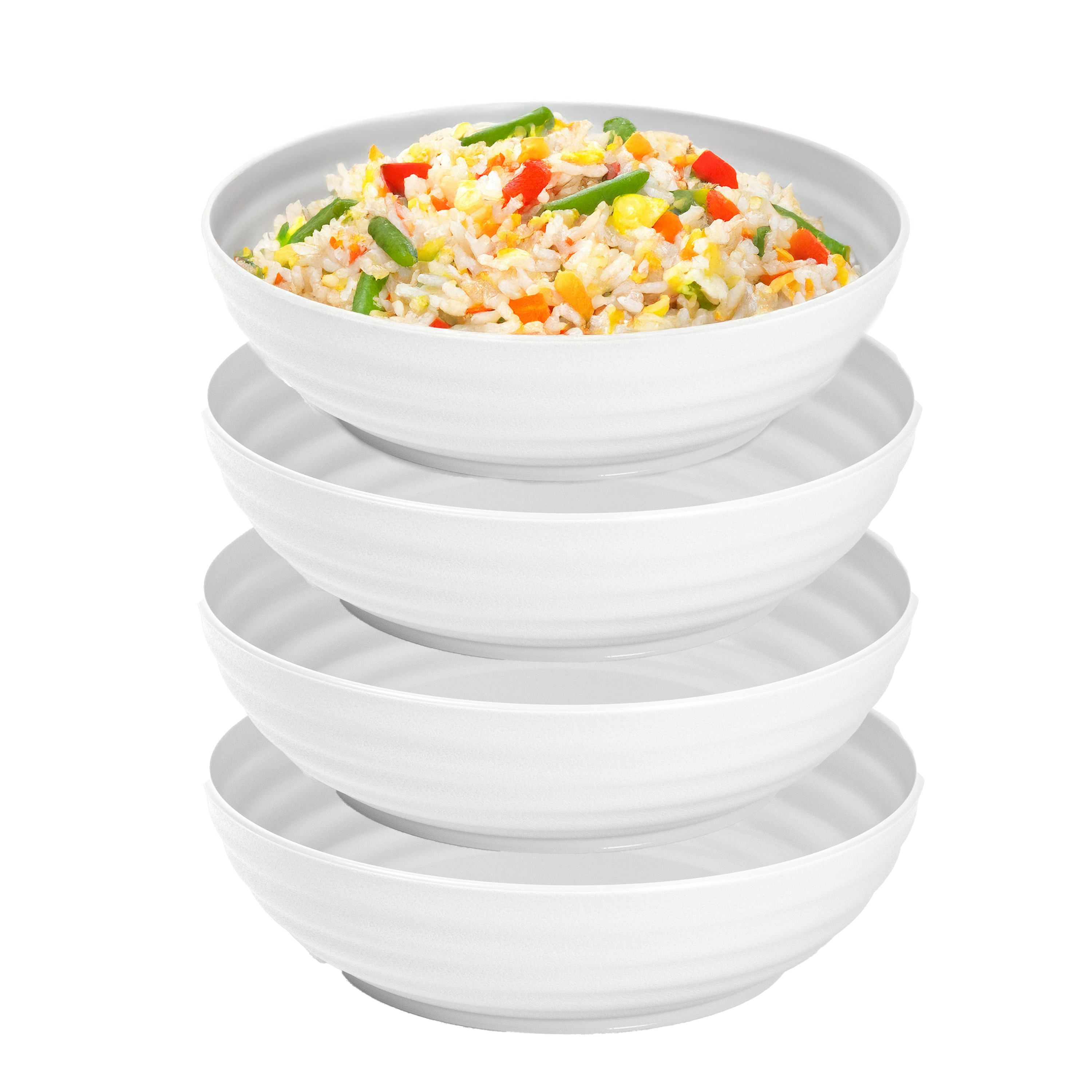 PlasticForte Rond bord/camping - 8x - schaaltjes/diep bord - D19 cm - creme wit - kunststof - onbreekbaar servies -