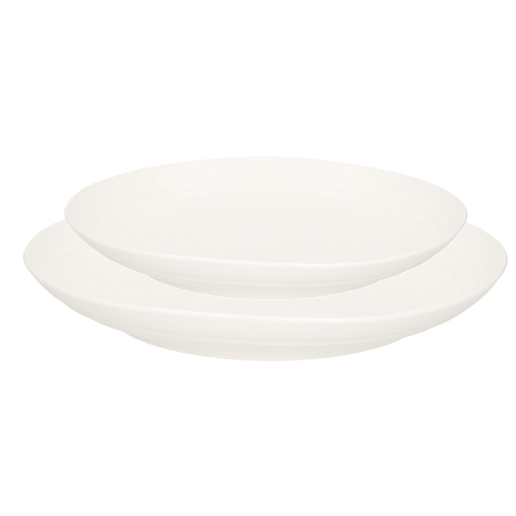 PlasticForte camping borden set - creme wit - kunststof - 2 soorten - 12x stuks - onbreekbaar servie -