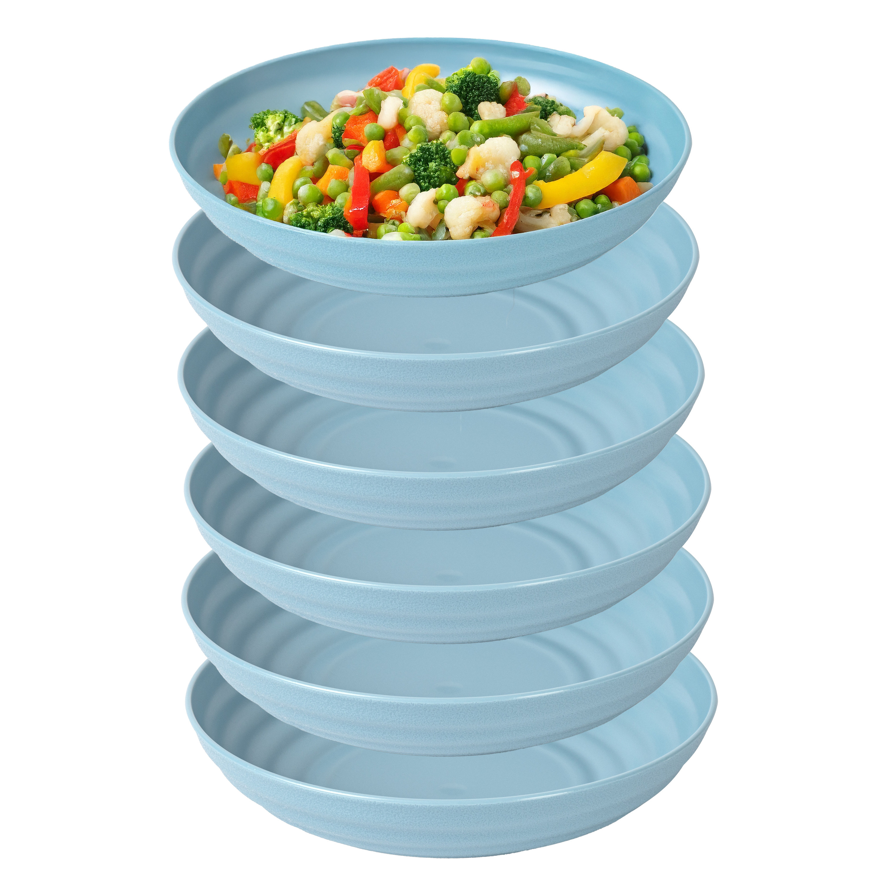PlasticForte Rond bord/camping - 12x - diep bord - D19 cm - blauw - kunststof - onbreekbaar servies -