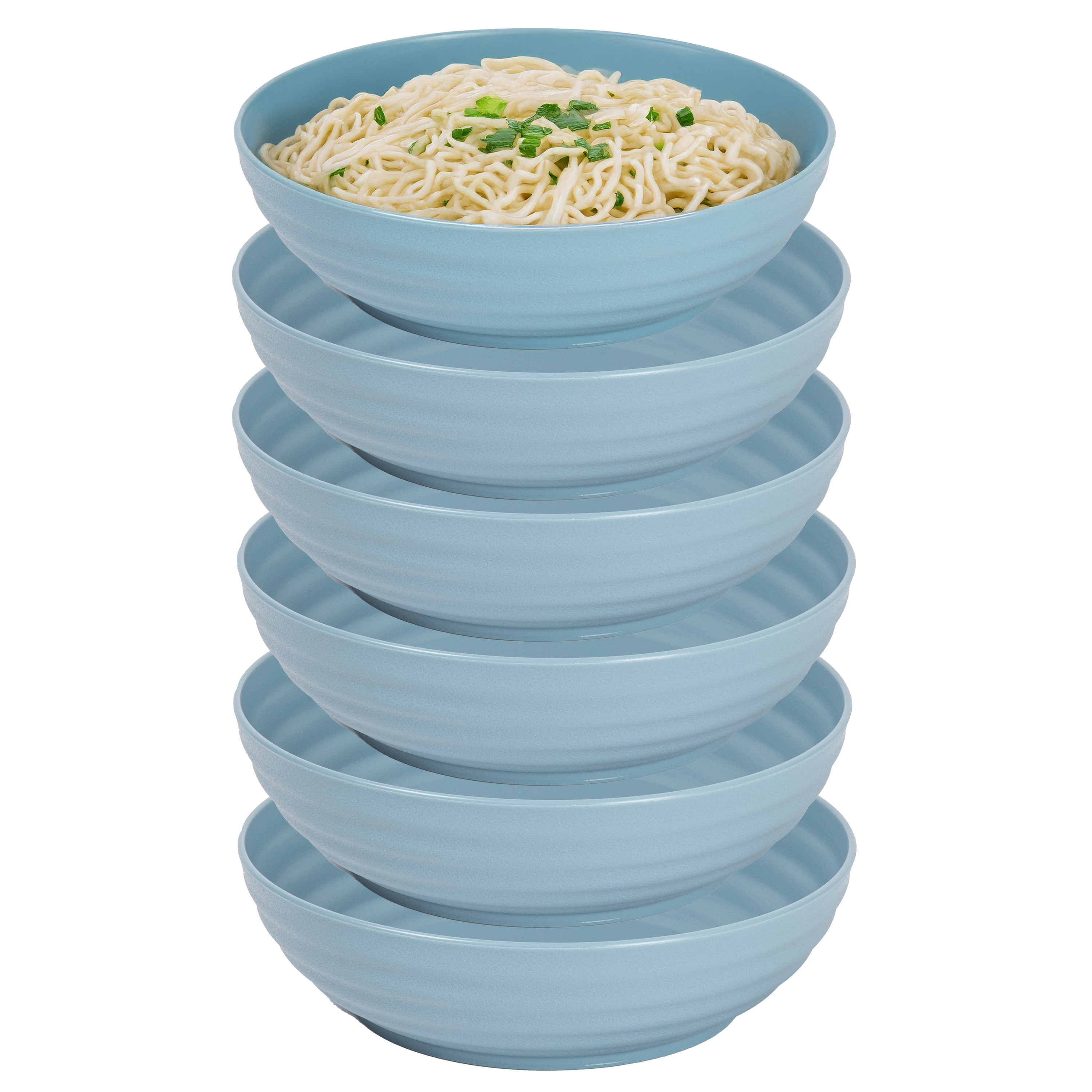 PlasticForte Rond bord/camping - 12x - schaaltje/diep bord - D19 cm - blauw - kunststof - onbreekbaar servies -