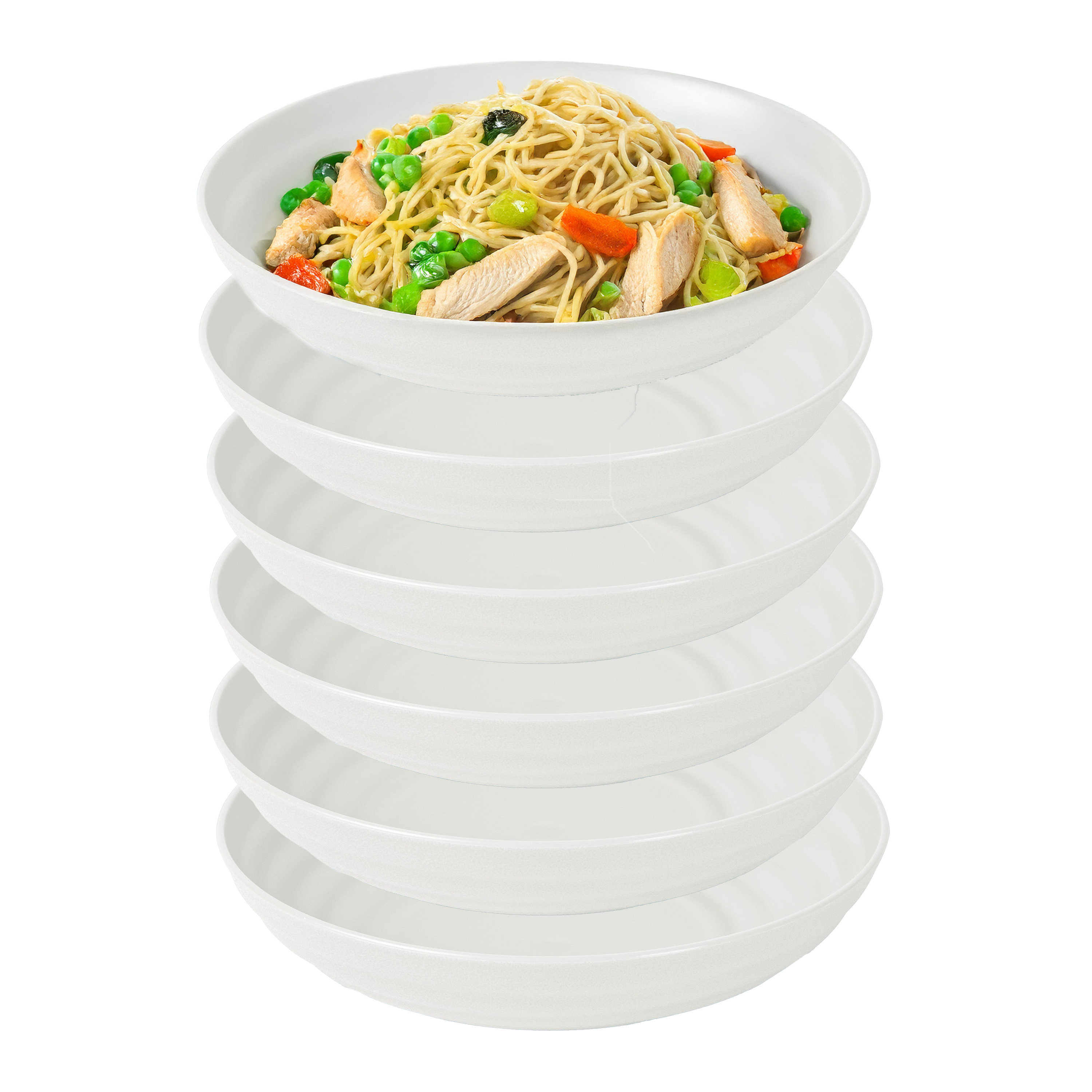 PlasticForte Rond bord/camping - 12x - diep bord - D19 cm - creme wit - kunststof - onbreekbaar servies -