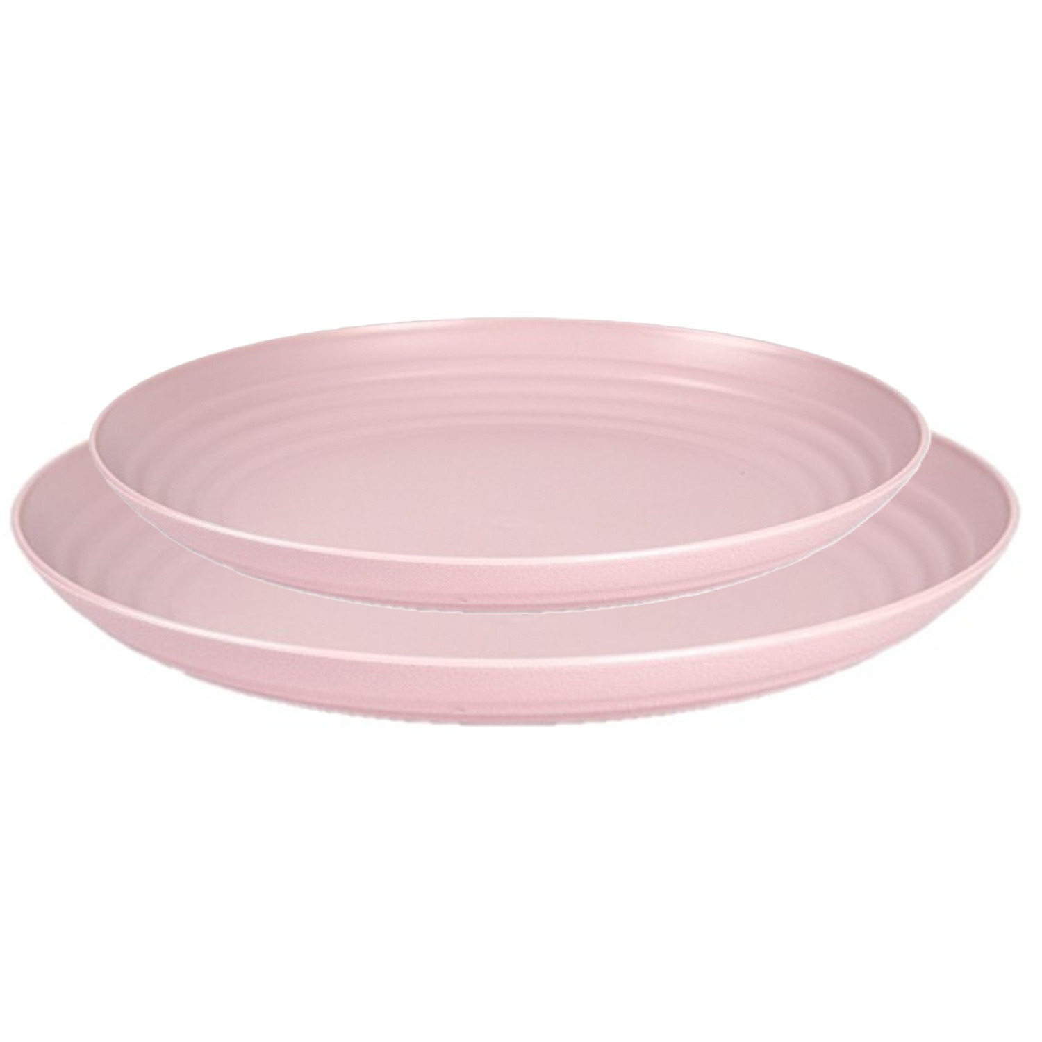 PlasticForte camping borden set - roze - kunststof - 2 soorten - 16x stuks - onbreekbaar servies -