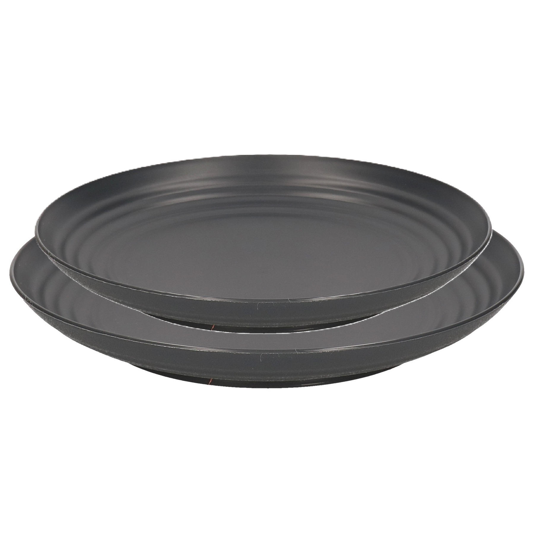 PlasticForte camping borden set - zwart - kunststof - 2 soorten - 16x stuks - onbreekbaar servies -