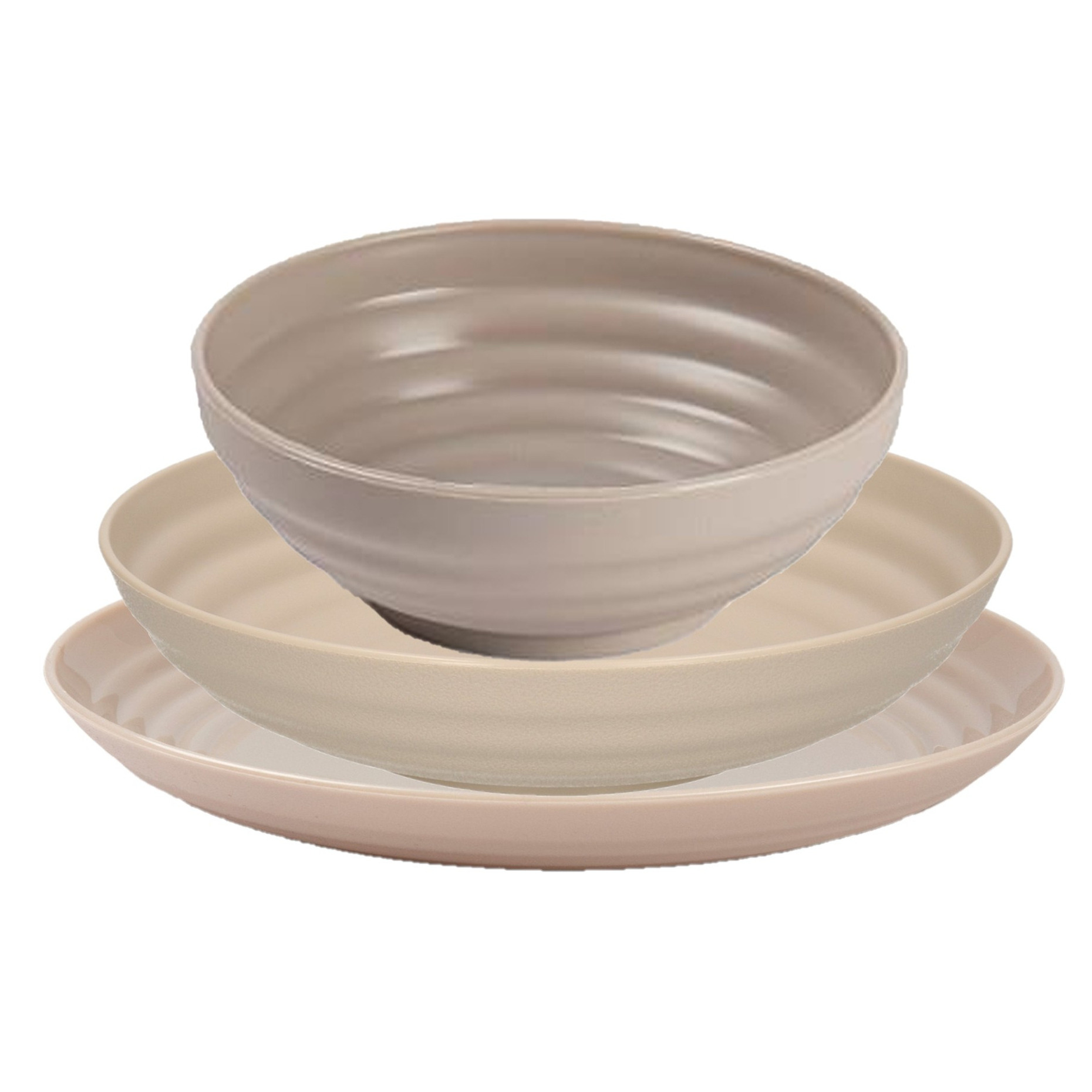 PlasticForte camping borden set - beige - kunststof - 3 soorten - 18x stuks - onbreekbaar servies -