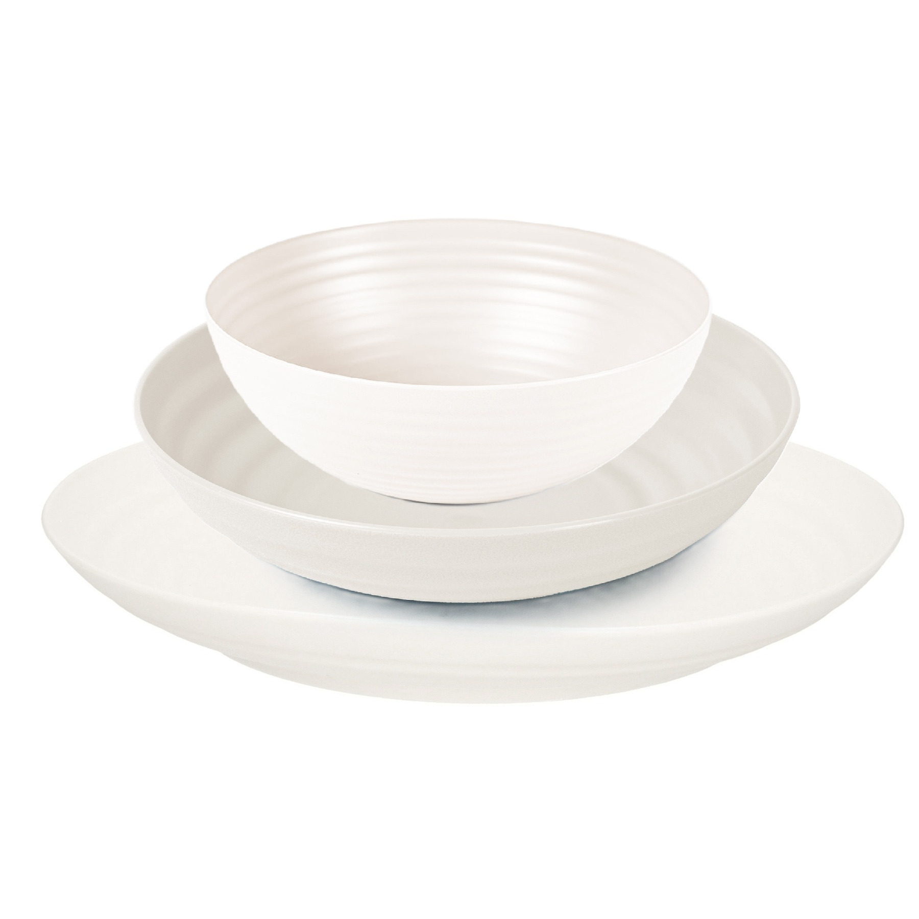 PlasticForte camping borden set - wit - kunststof - 3 soorten - 18x stuks - onbreekbaar servies -