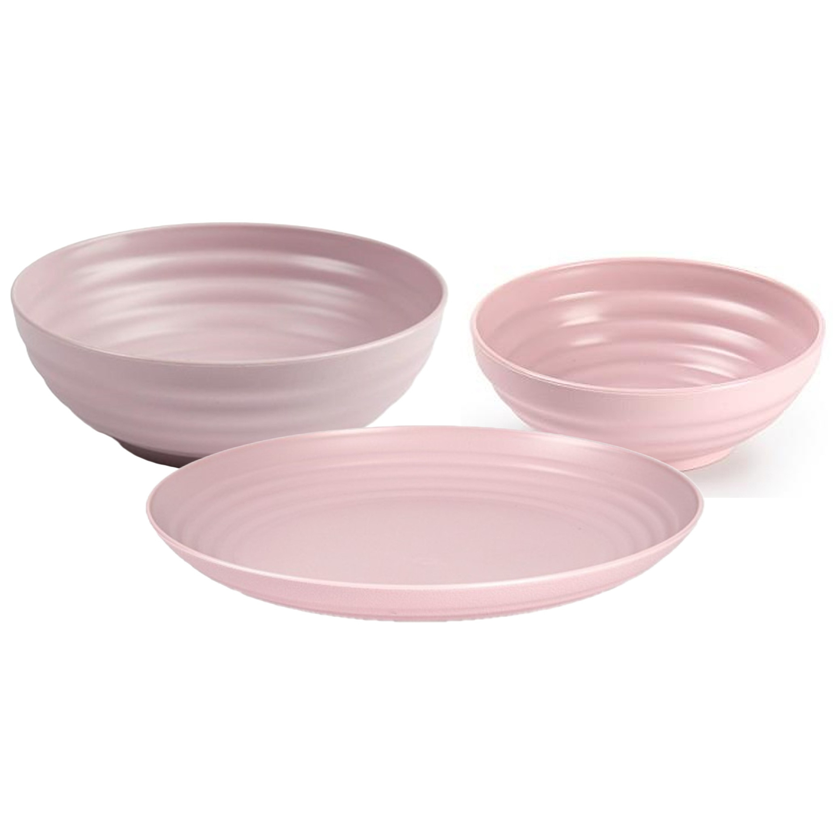 PlasticForte camping borden set - roze - kunststof - 3 soorten - 18x stuks - onbreekbaar servies -