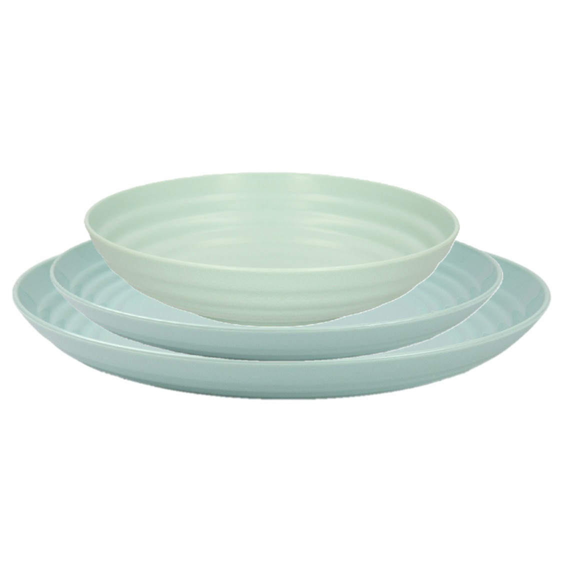 PlasticForte camping borden set - groen - kunststof - 3 soorten - 24x stuks - onbreekbaar servies -
