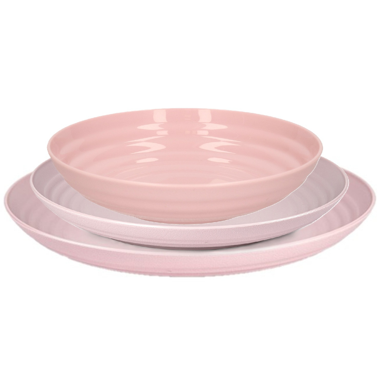 PlasticForte camping borden set - roze - kunststof - 3 soorten - 24x stuks - onbreekbaar servies -