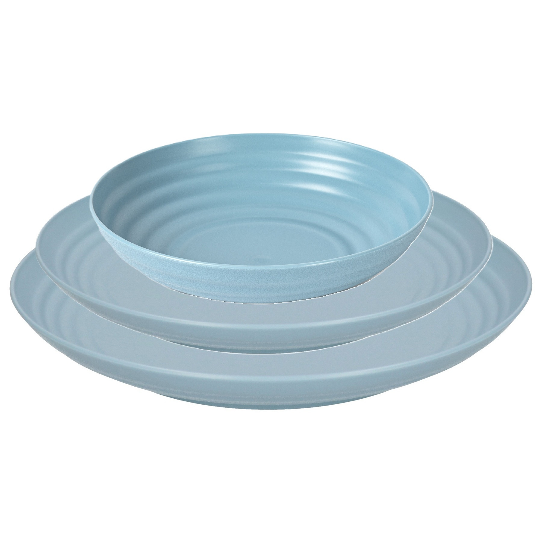 PlasticForte camping borden set - blauw - kunststof - 3 soorten - 24x stuks - onbreekbaar servies -