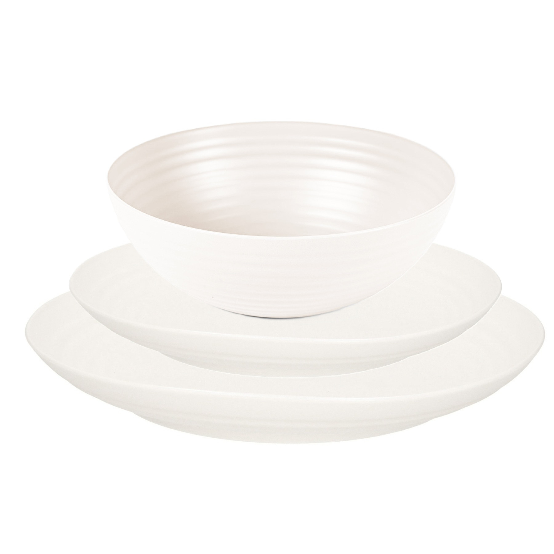 PlasticForte camping borden set - creme wit - kunststof - 3 soorten - 24x stuks onbreekbaar servies -