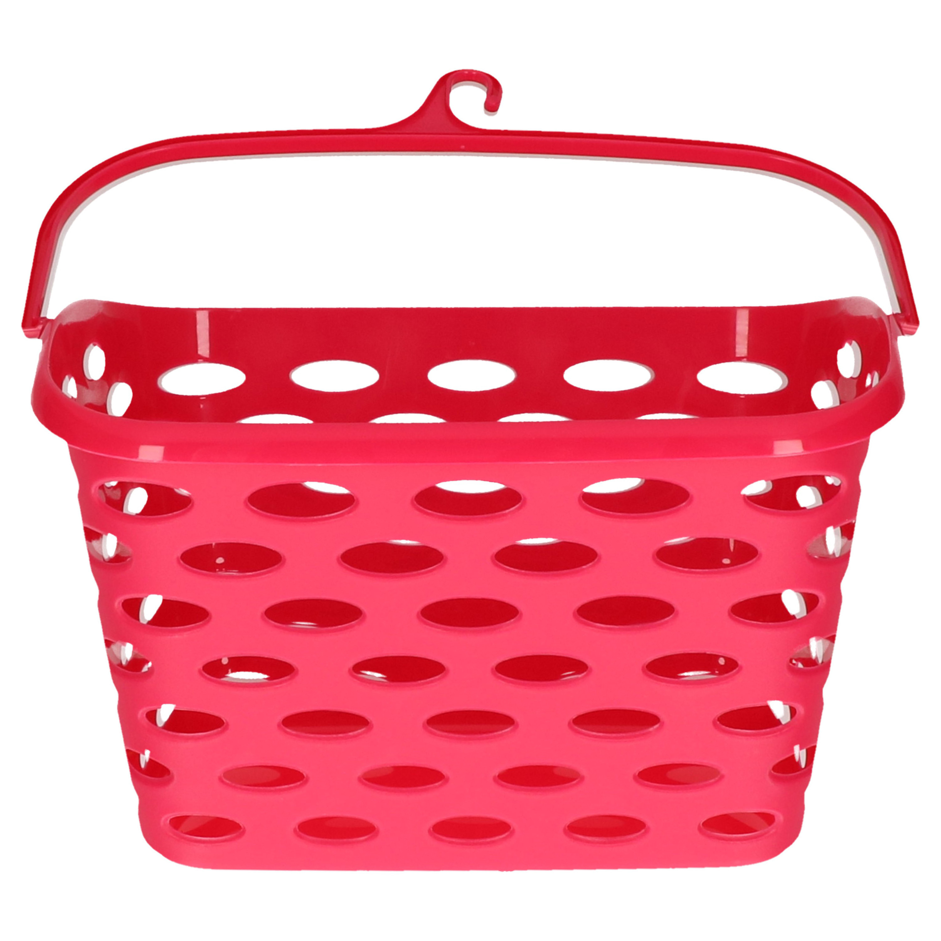 PlasticForte Wasknijpers ophang mandje aan haak - 26 x 15 x 21 cm - fuchsia roze - kunststof -