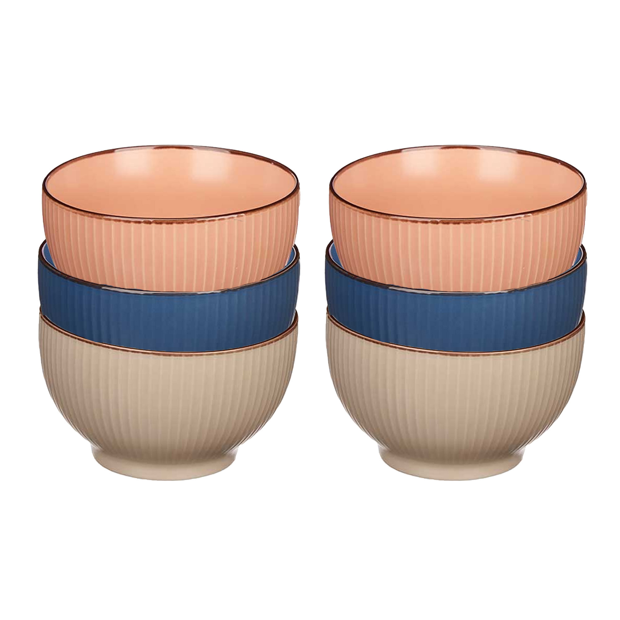 Vivalto Kommetjes/serveer schaaltjes - 6x stuks - Mistique - porselein - D14 x H8 cm - 3 kleuren -