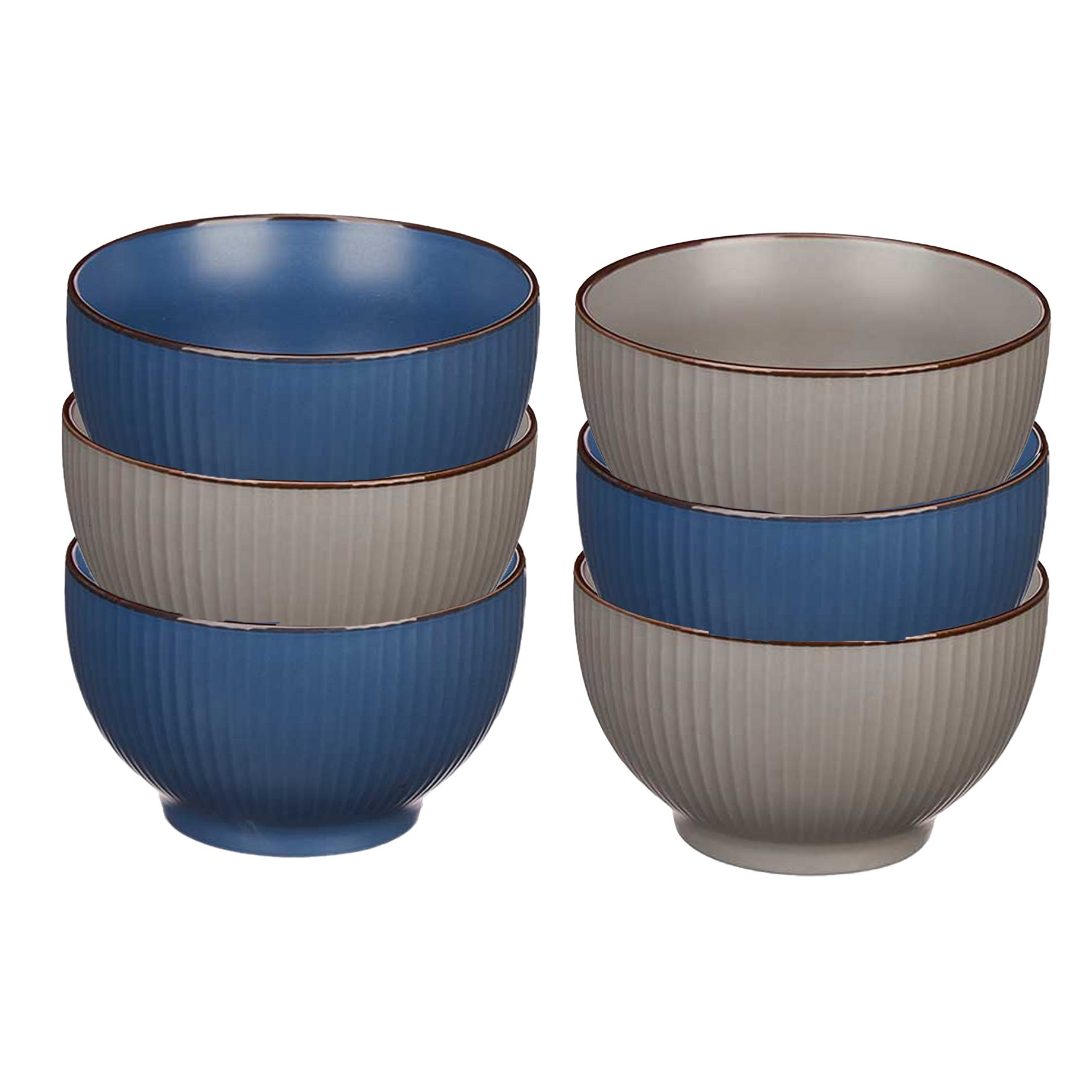 Vivalto Kommetjes/serveer schaaltjes - 6x stuks - Mistique - porselein - D14 x H8 cm - 2 kleuren -