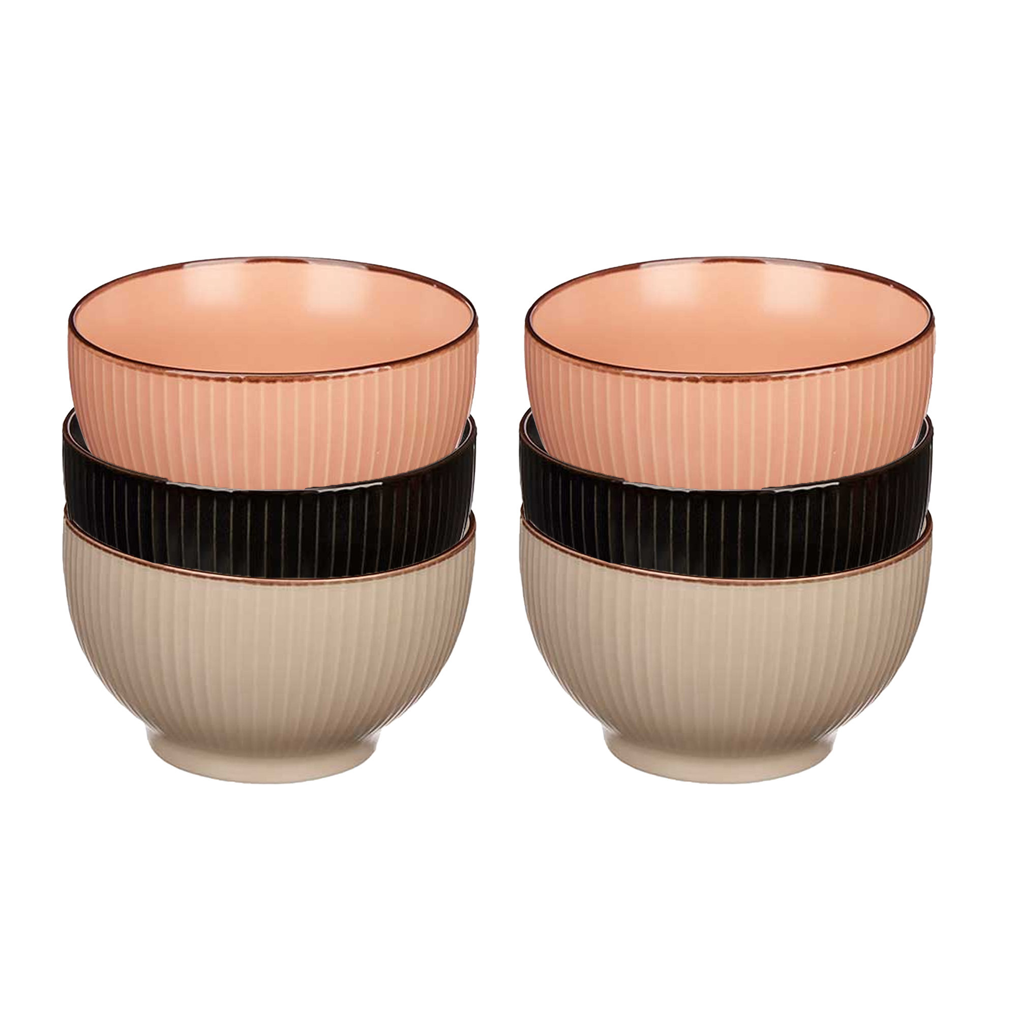 Vivalto Kommetjes/serveer schaaltjes - 6x stuks - Mistique - porselein - D14 x H8 cm - 3 kleuren -