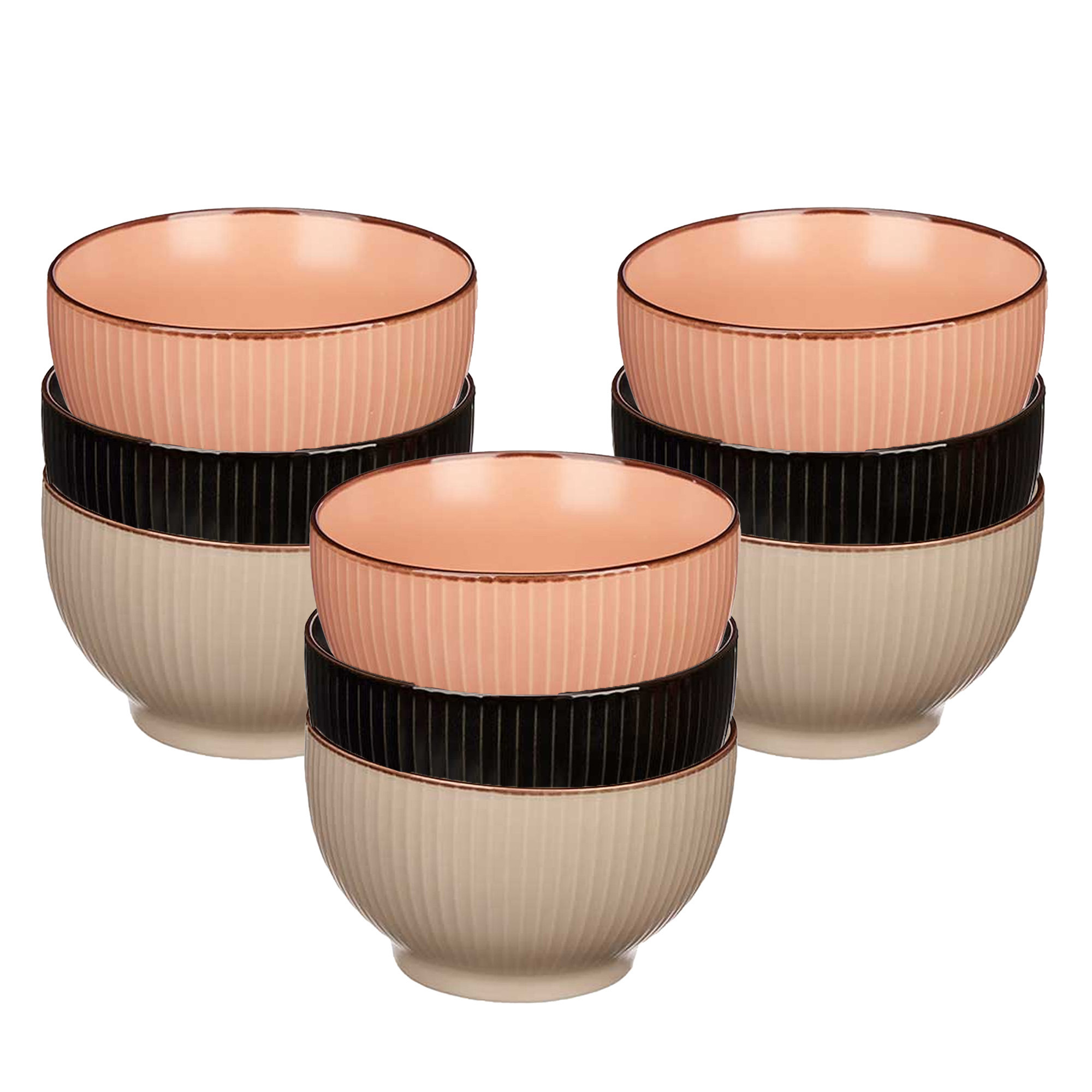 Vivalto Kommetjes/serveer schaaltjes - 9x stuks - Mistique - porselein - D14 x H8 cm - 3 kleuren -