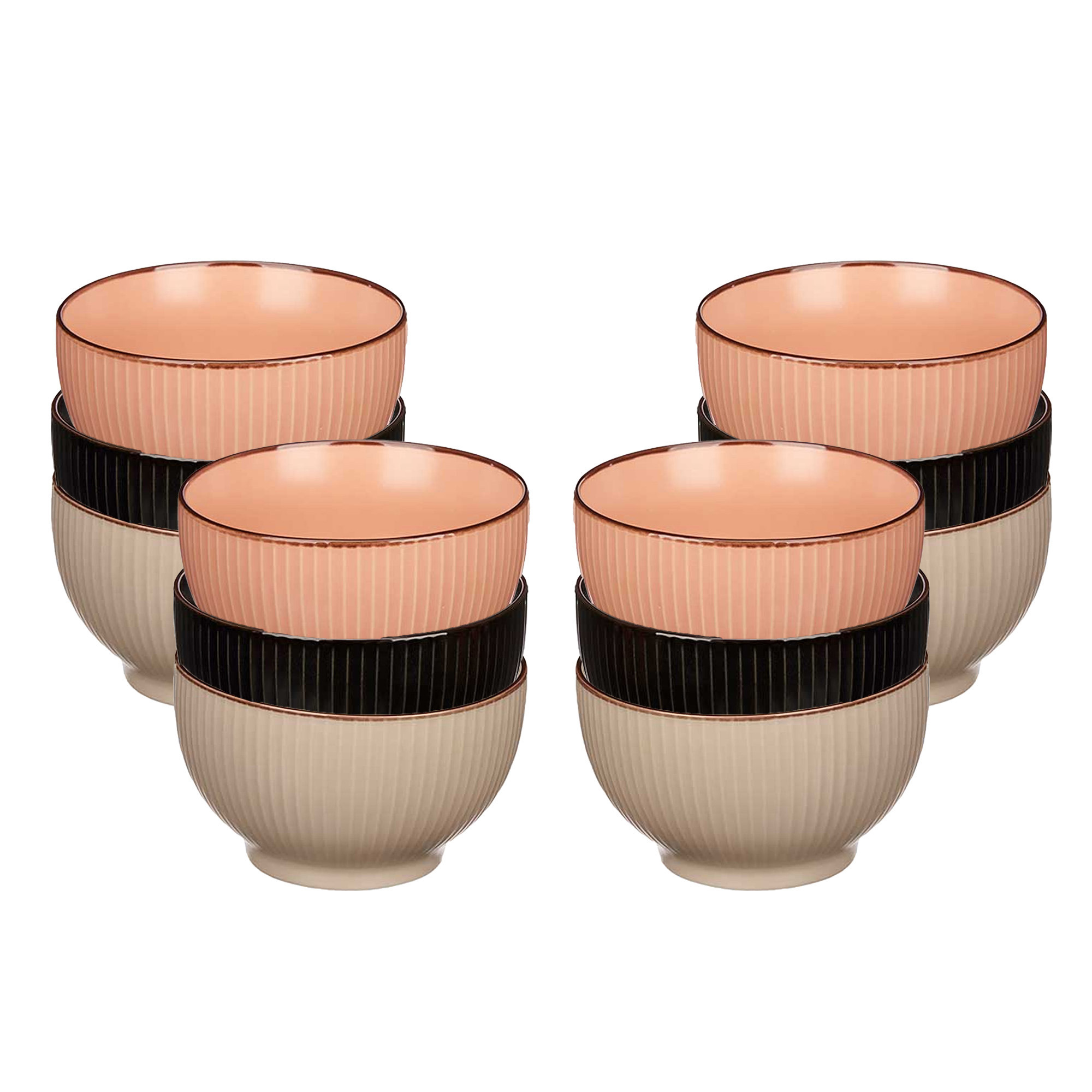 Vivalto Kommetjes/serveer schaaltjes - 12x stuks - Mistique - porselein - D14 x H8 cm - 3 kleuren -