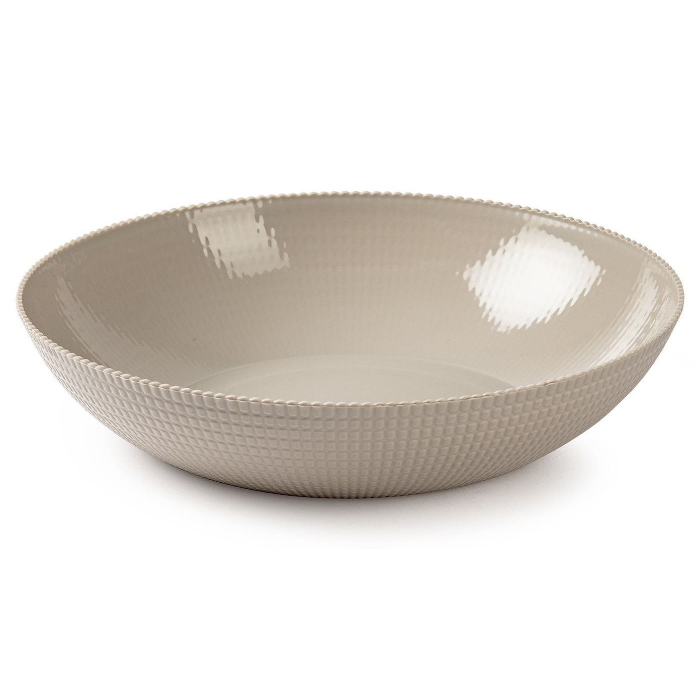 PlasticForte Fruitschaal/saladeschaal/serveerschaal - kunststof - taupe - D30 x H6.5 cm -