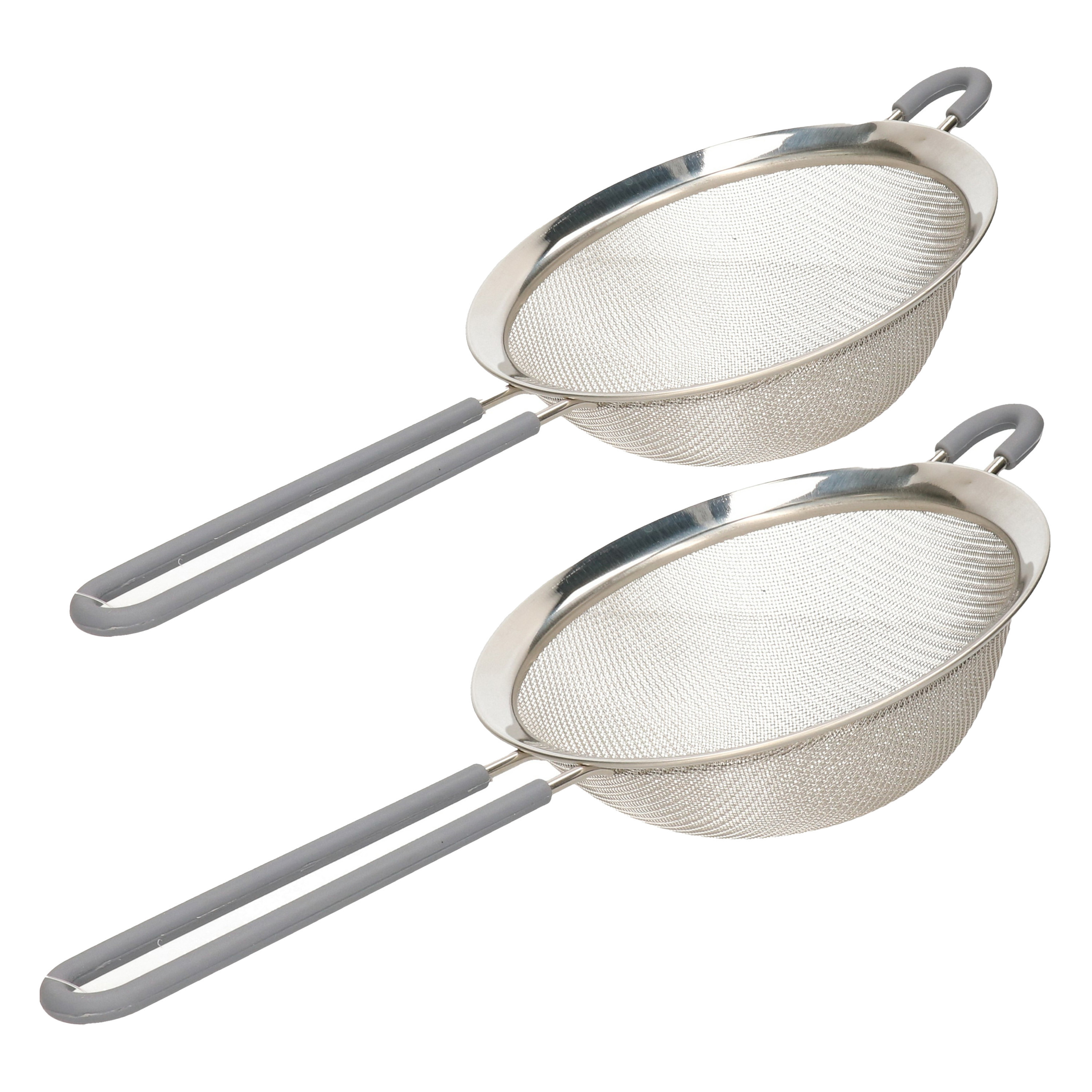 Arte r Set van 2x RVS zeven/vergieten met handvat - dia 35 en 33 cm -