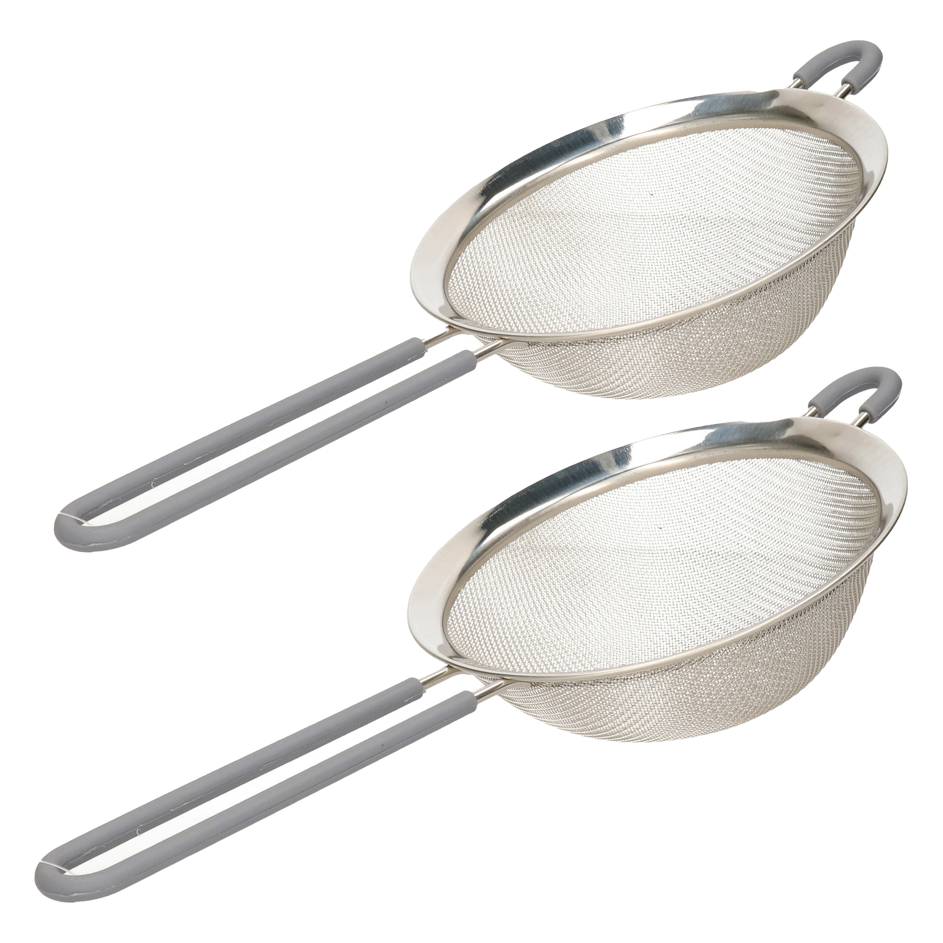 Arte r Set van 2x RVS zeven/vergieten met handvat - dia 35 en cm -