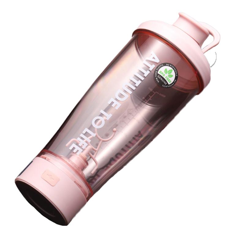 CUCU Automatische Vortex Mixer Draagbare elektrische lekvrije sport Fitness Shaker Cup Protein Shaker Blender roze